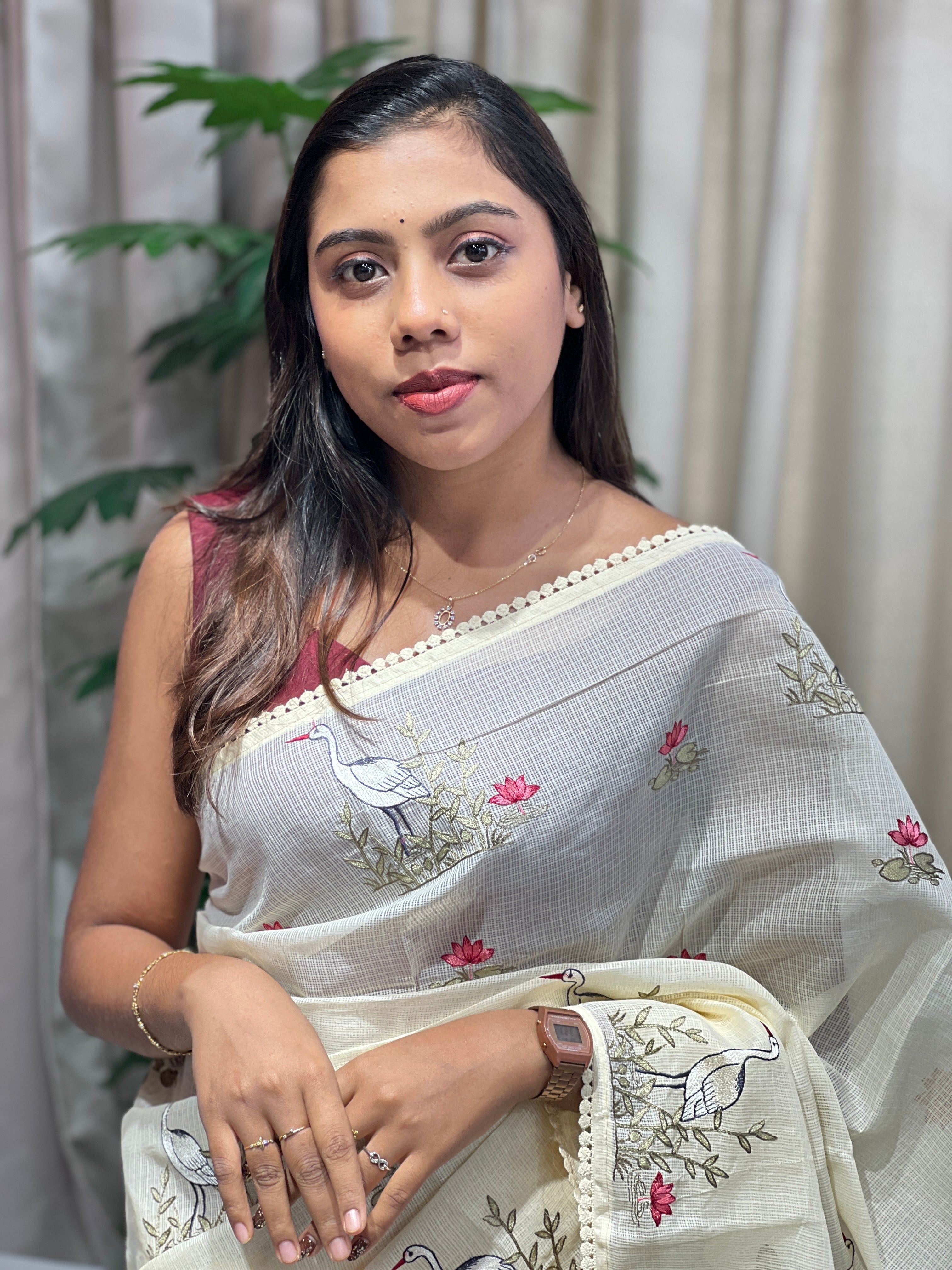 Floral And Bird Embroidery Kota Saree | BLD1902