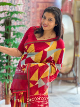 Origami Print Patterned Chanderi Saree | SBS1348