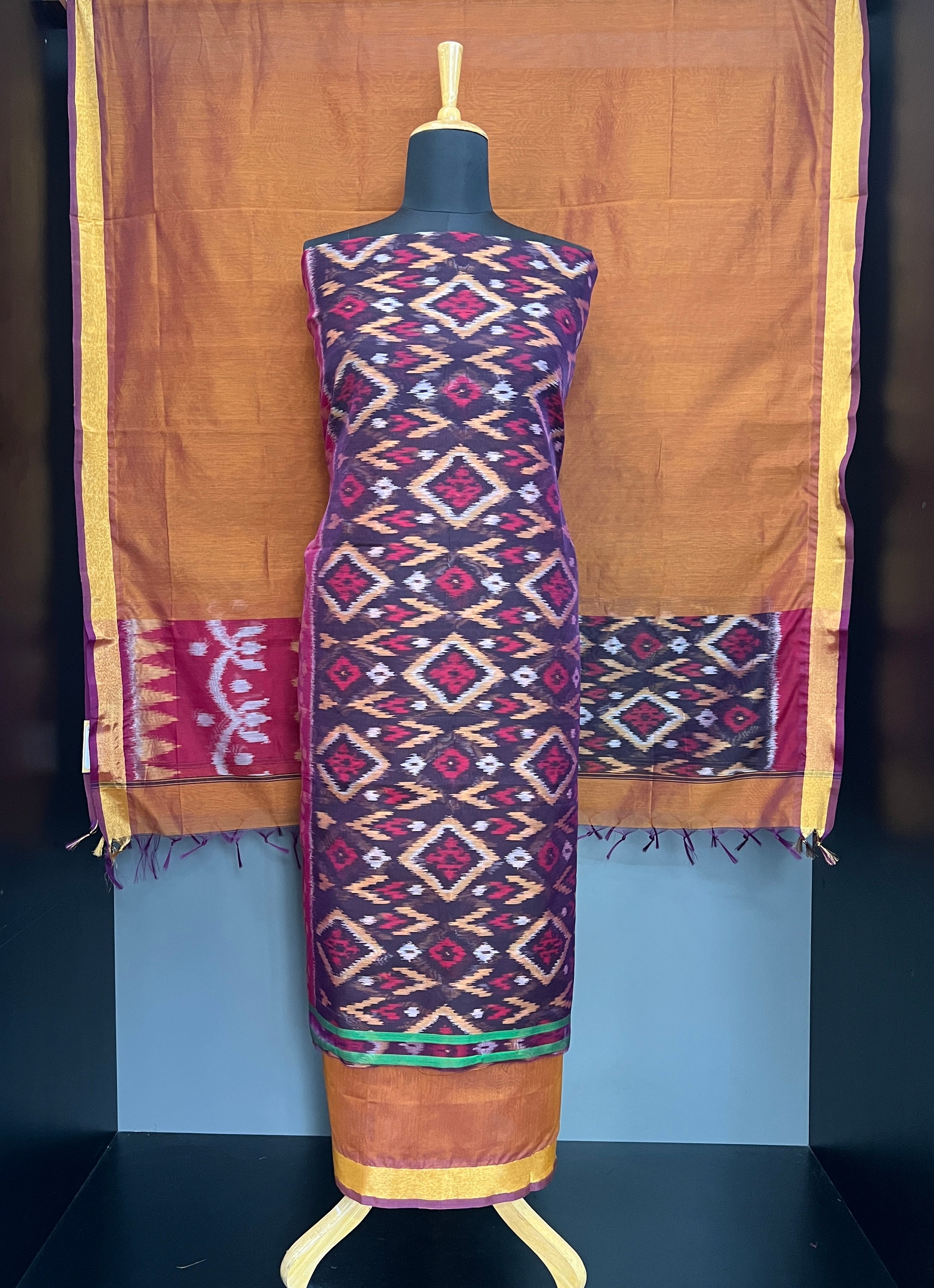 Single Ikat Printed Cotton Silk Salwar Set | PST133