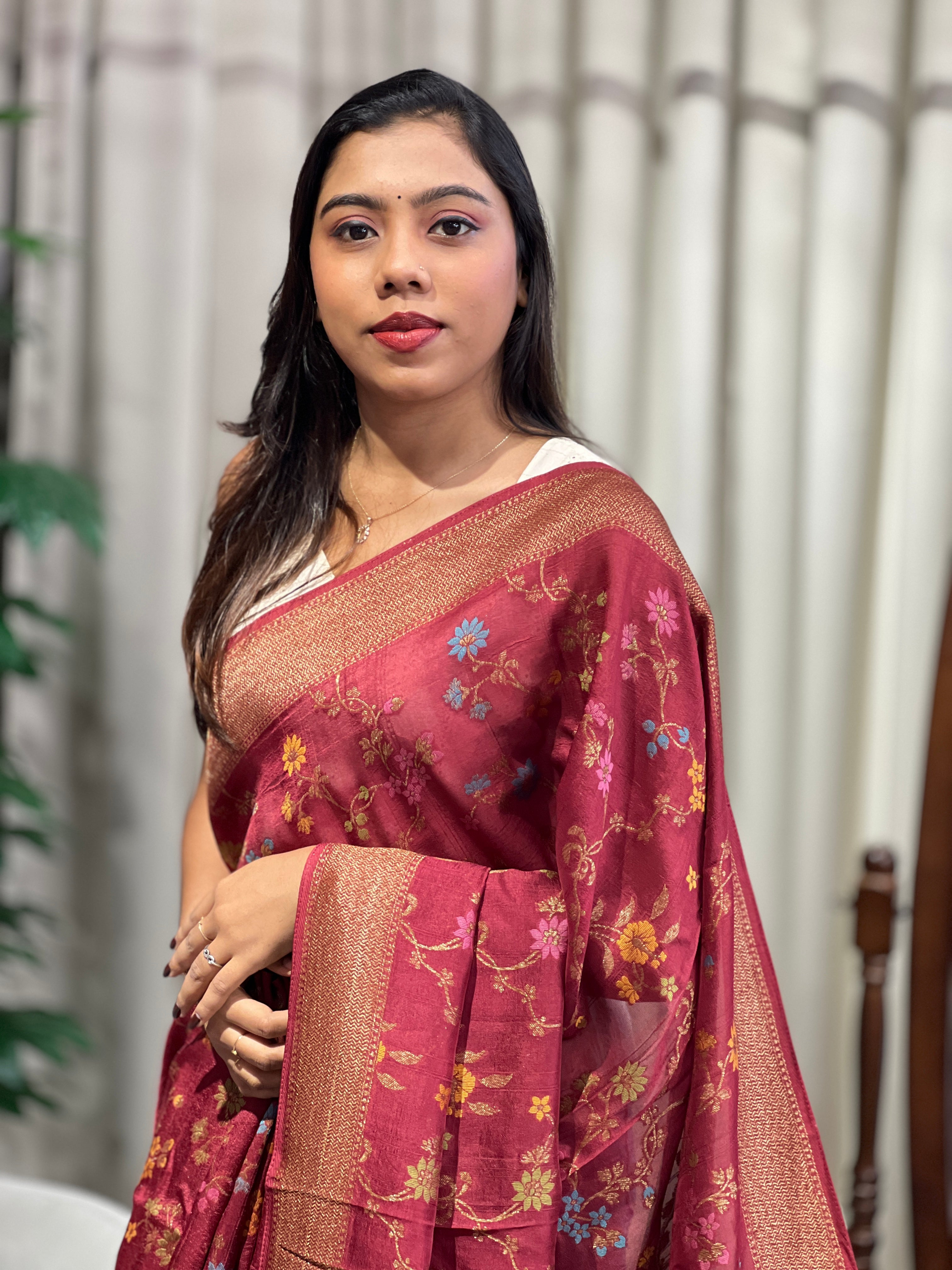 Meenakari Patterned Semi Tussar Saree | YNG1225