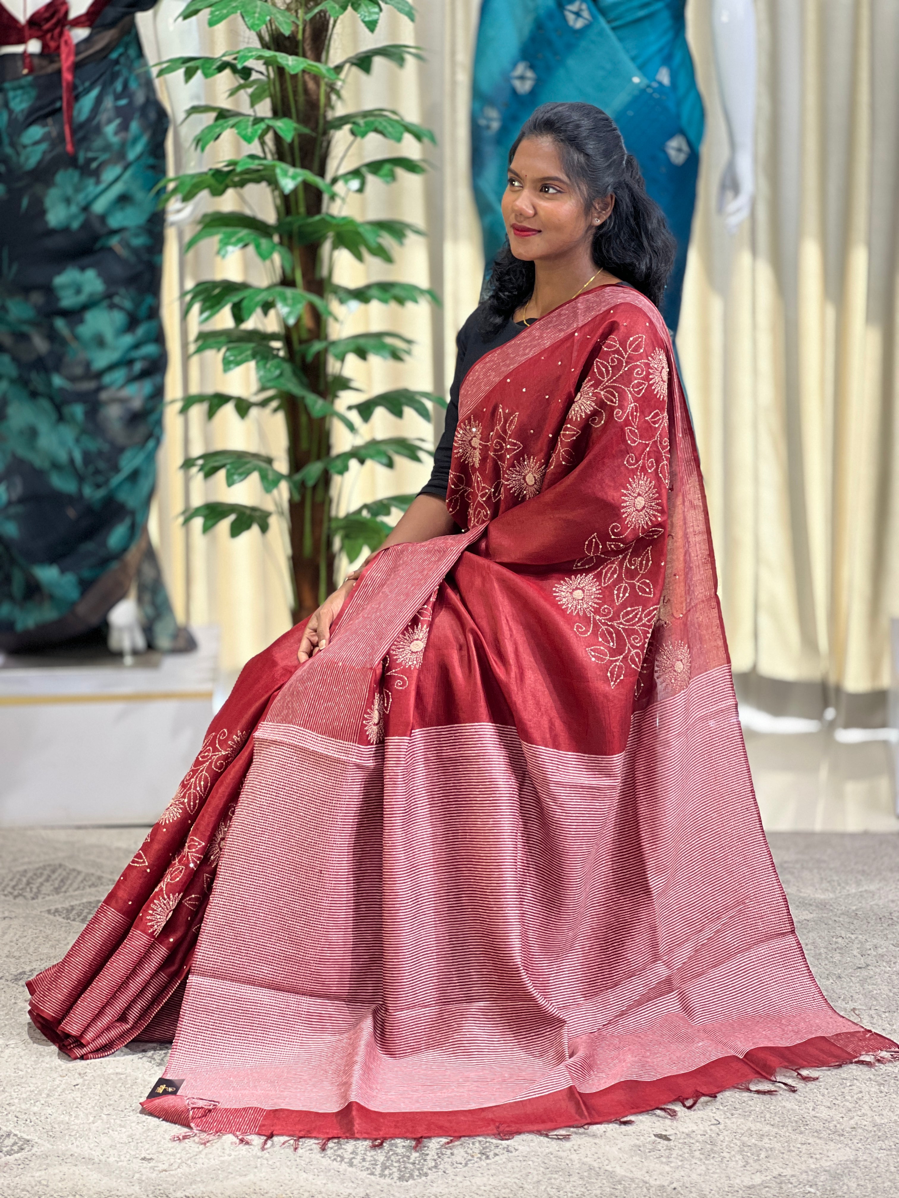 Kantha & Kesiya Weaved Tussar Saree | RGD708