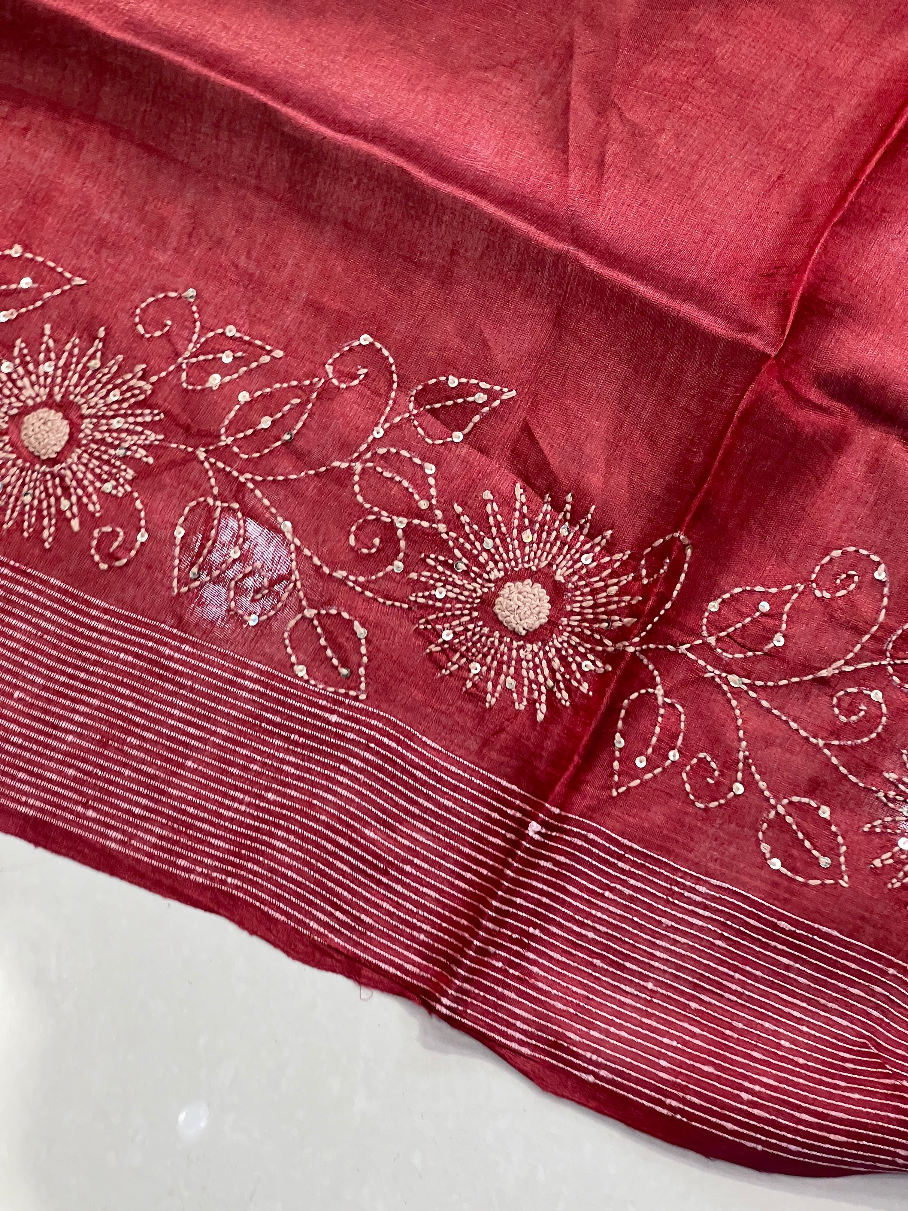 Kantha & Kesiya Weaved Tussar Saree | RGD708