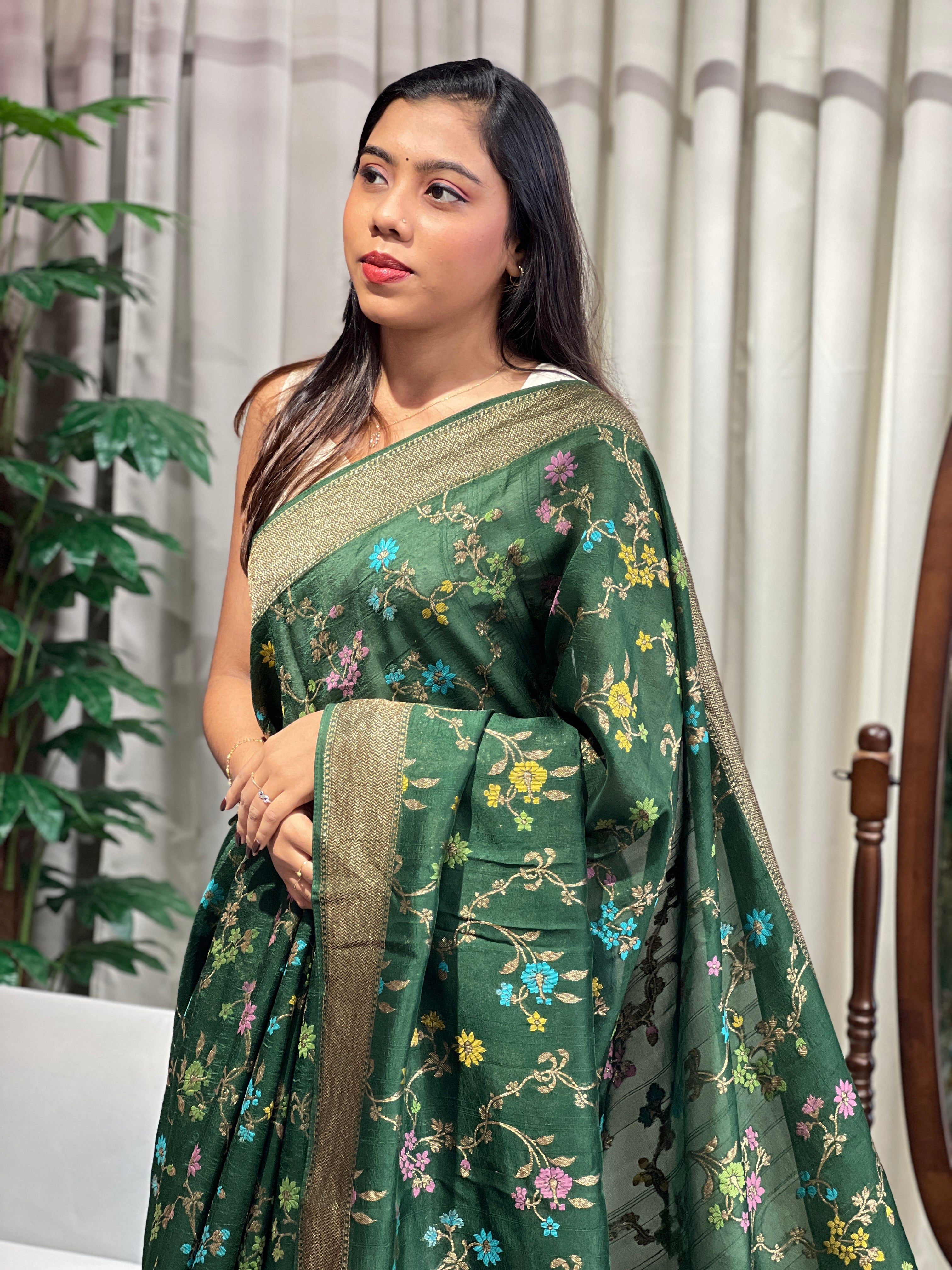 Meenakari Patterned Semi Tussar Saree | YNG1223