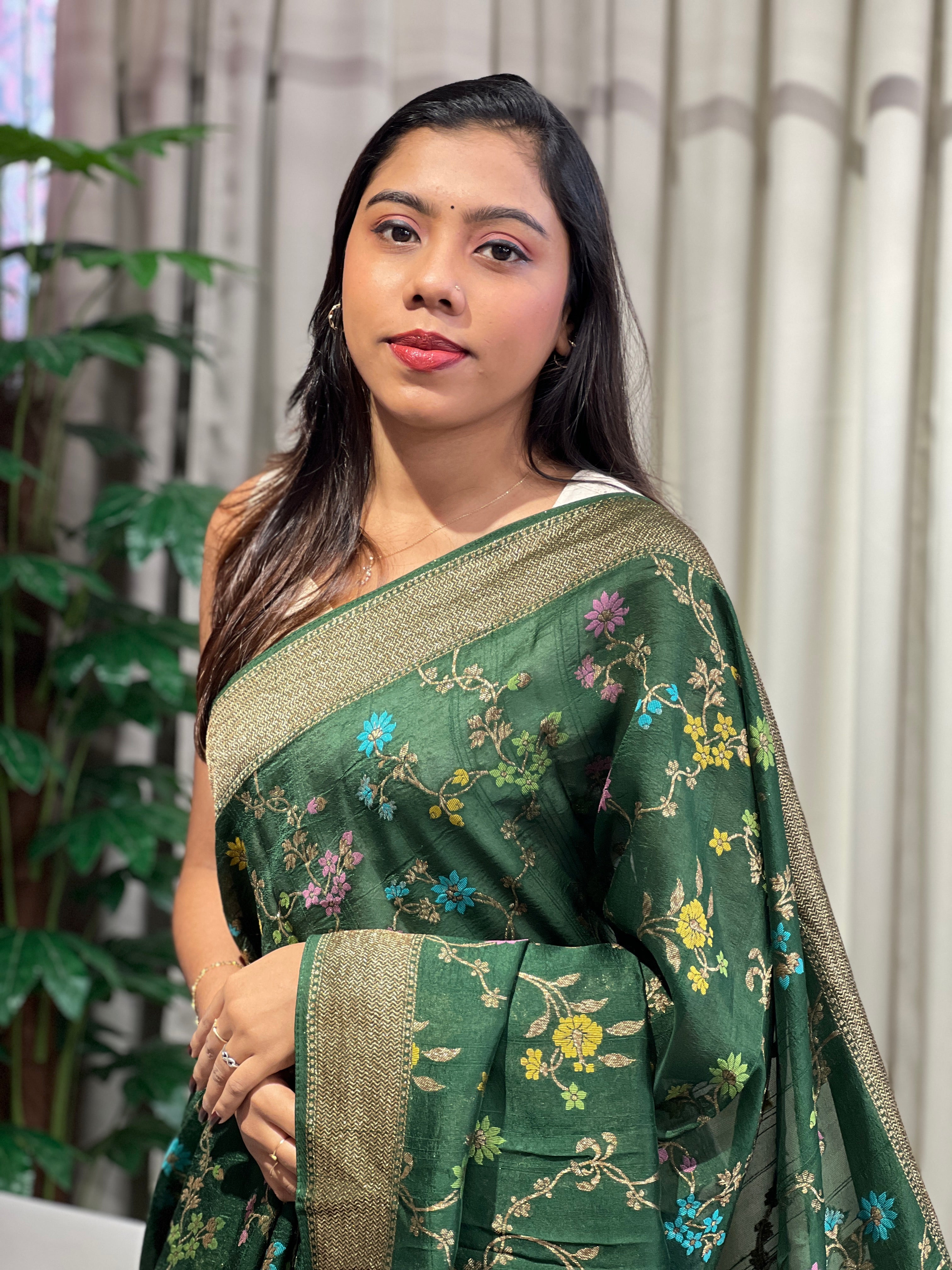 Meenakari Patterned Semi Tussar Saree | YNG1223