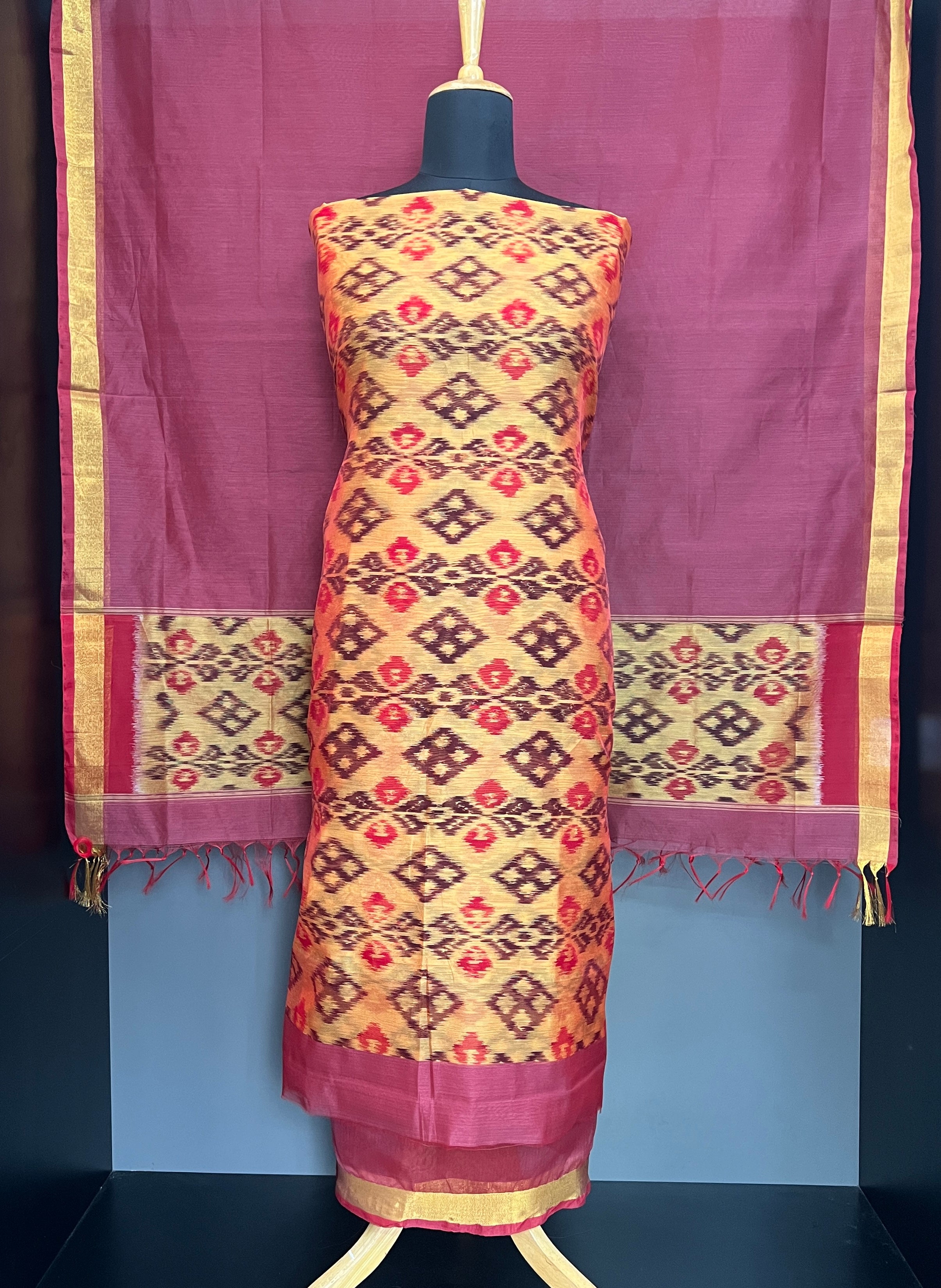 Single Ikat Printed Cotton Silk Salwar Set | PST130