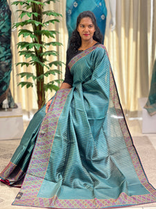 Machine Embroidered Kantha Weaving Pure Tussar Saree | RGD728