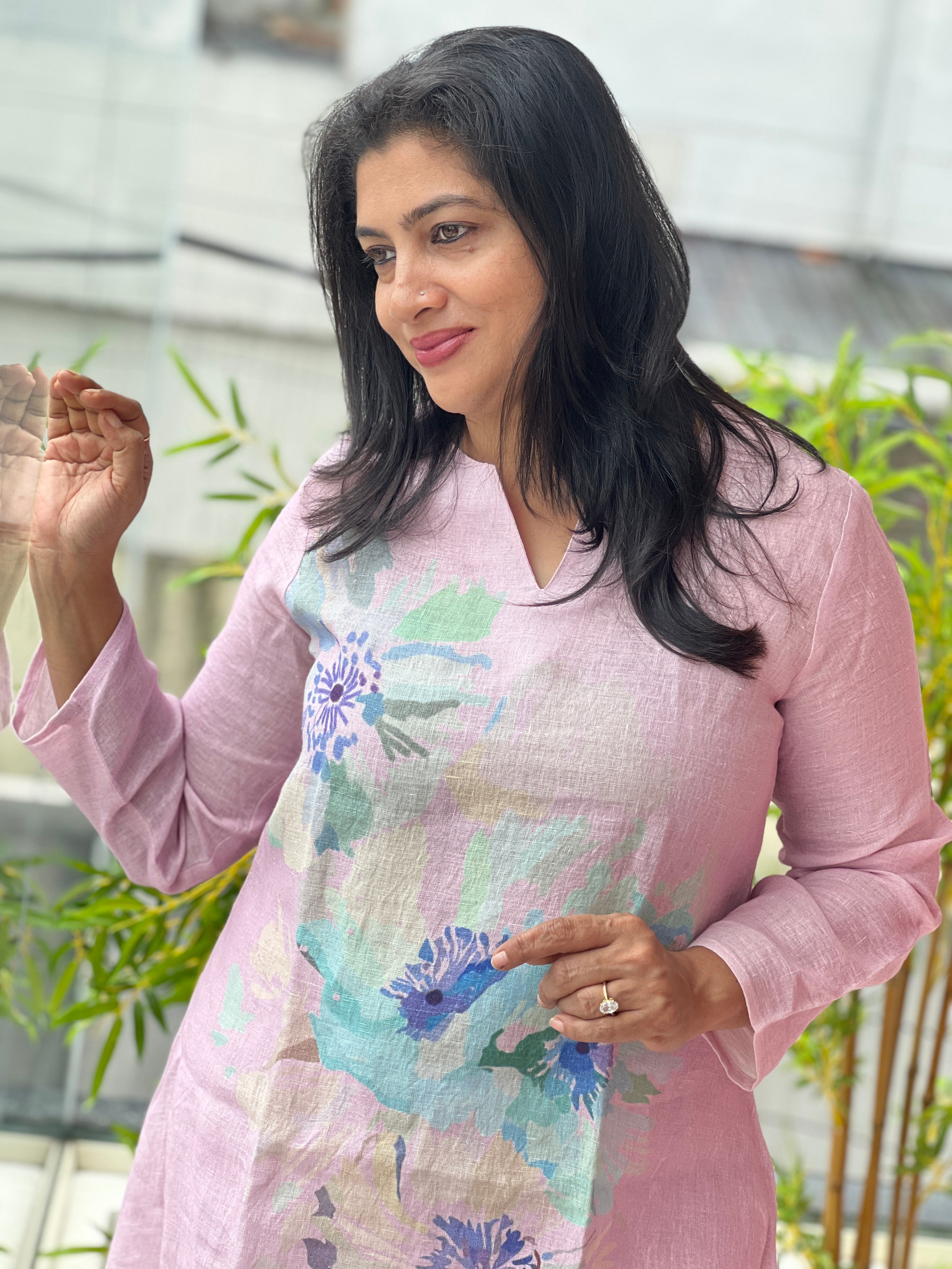 Digital Printed  Pure Linen  Co-ord Set | RAG123