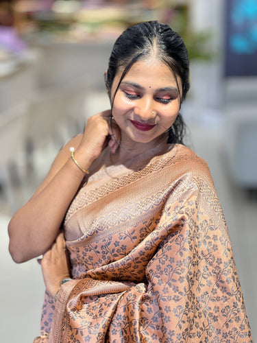 Black Yarns and Silver Zari Weaved Semi Silk Saree | HT148