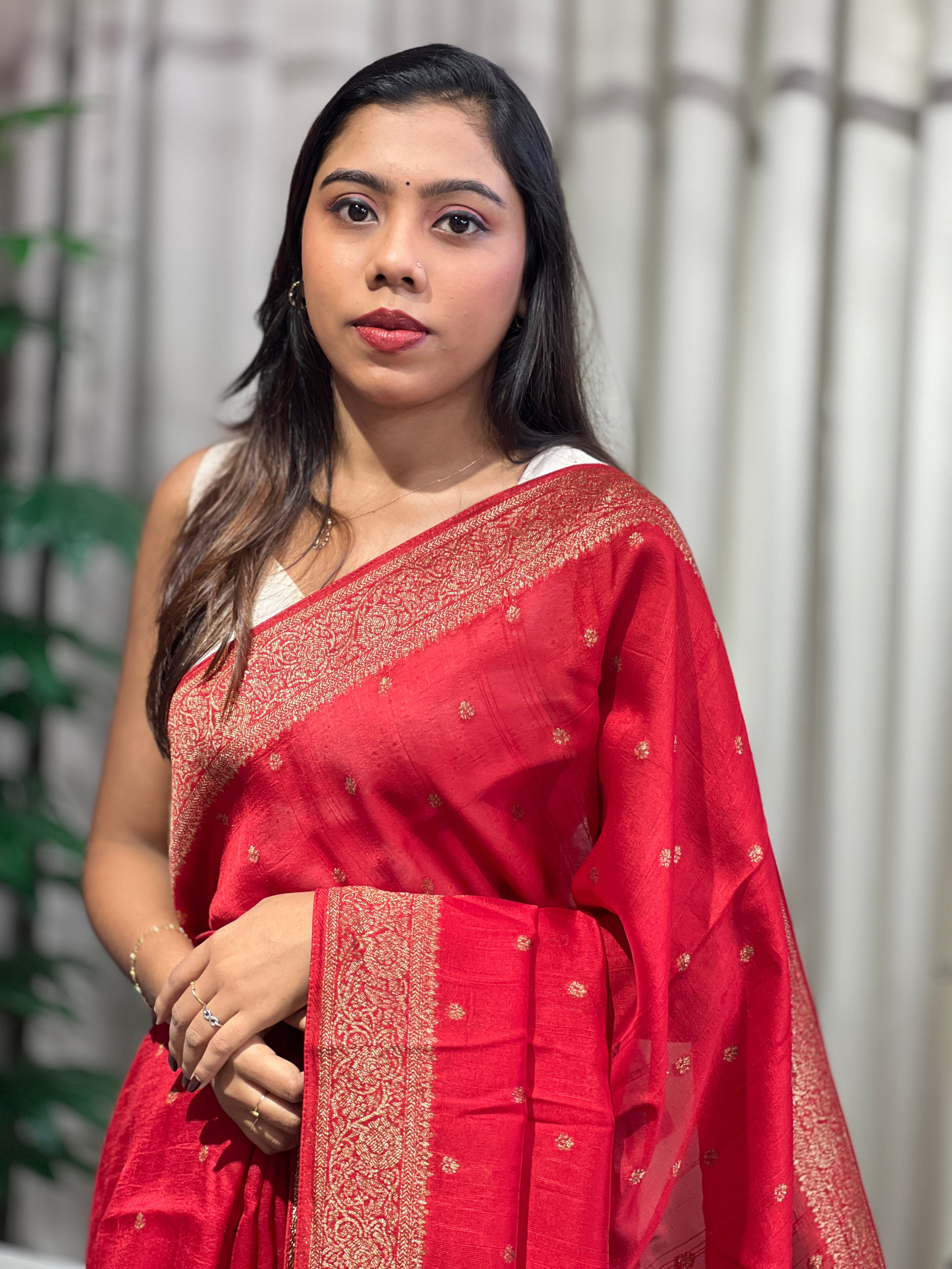 Zari & Thread Woven Floral Patterned Semi Tussar Saree | YNG1233