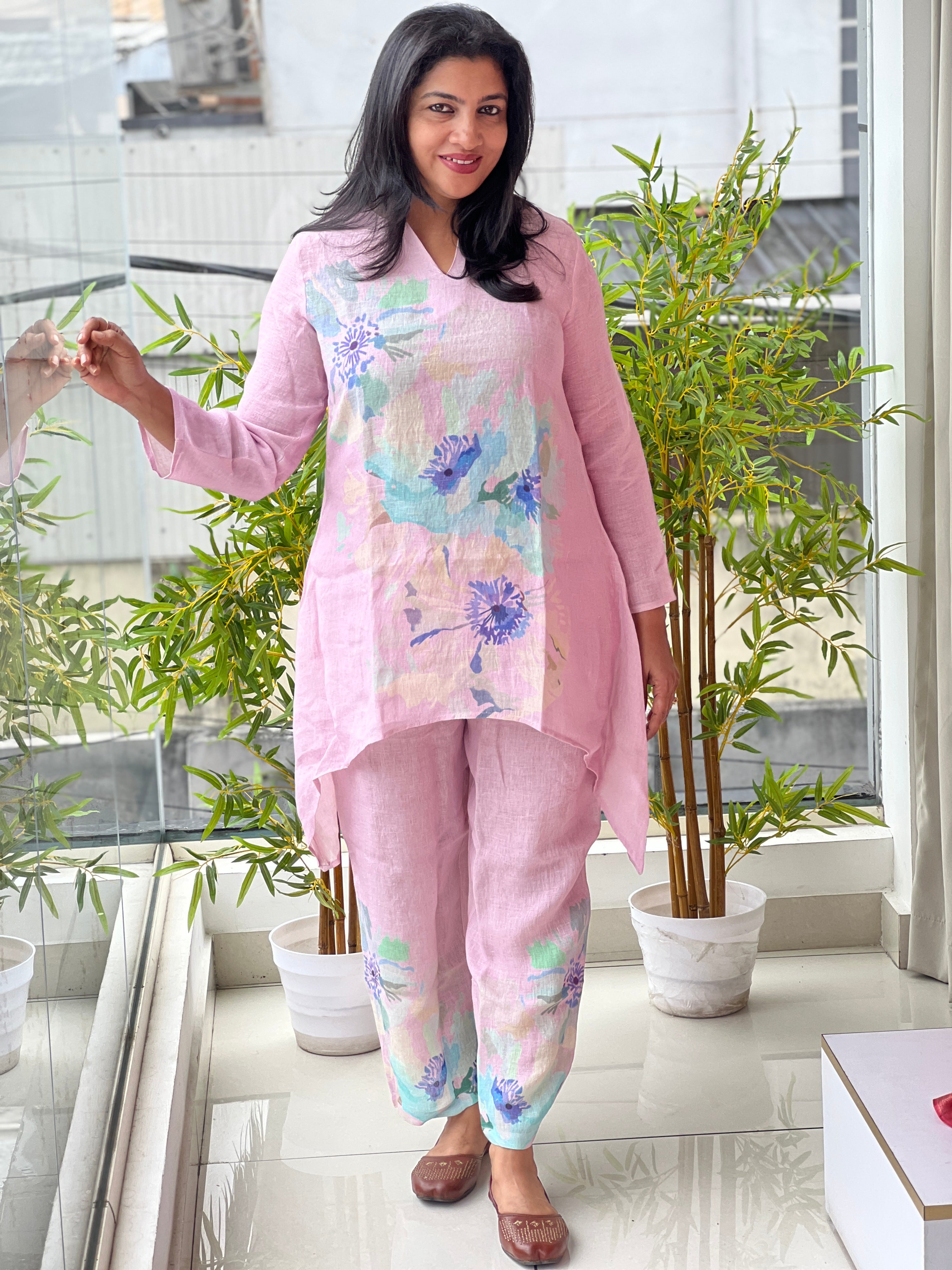 Digital Printed  Pure Linen  Co-ord Set | RAG123