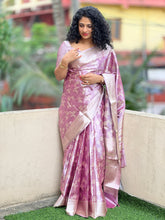 Pink Zari Woven Floral Patterned Tissue Saree | NN154