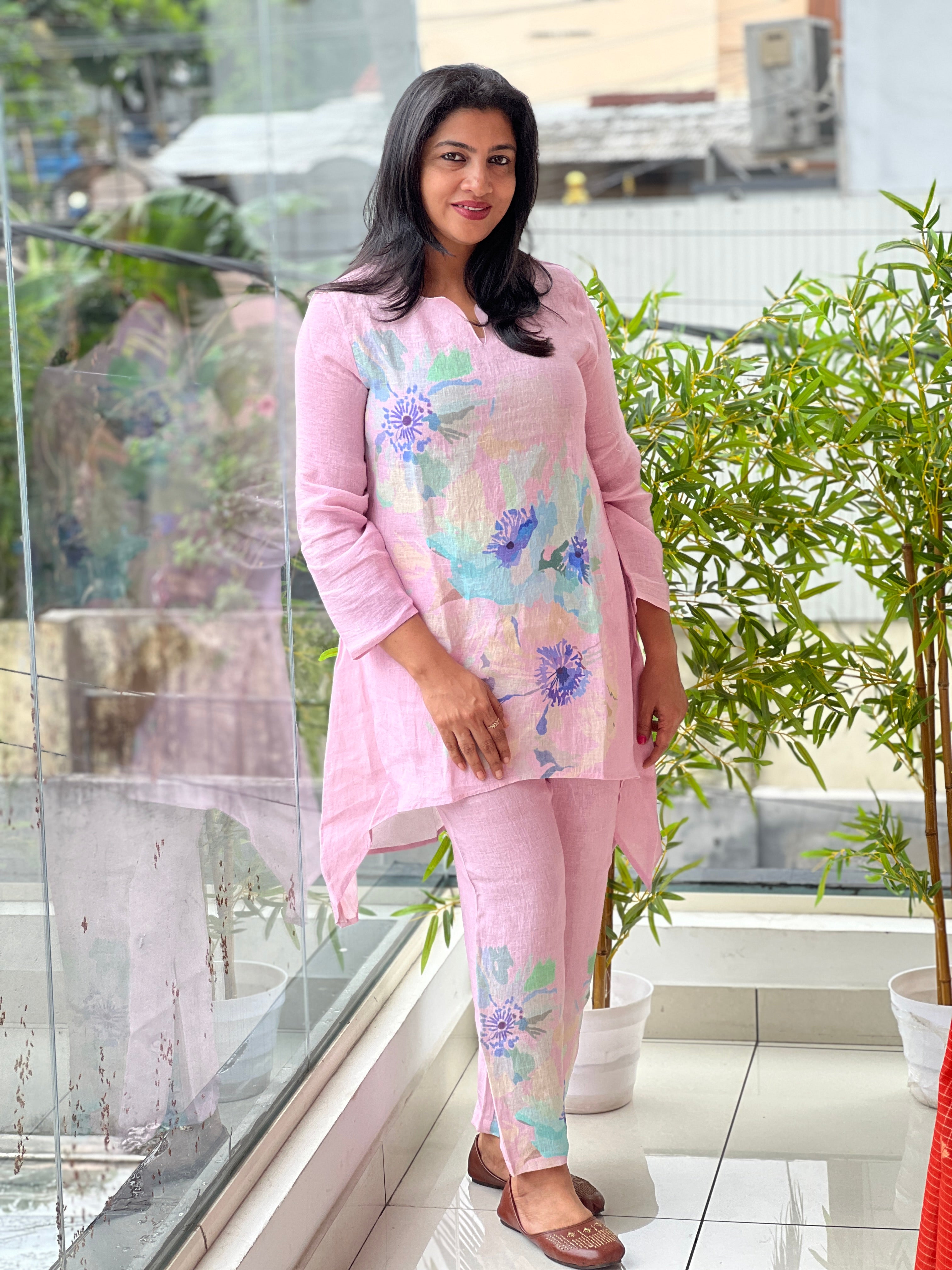 Digital Printed  Pure Linen  Co-ord Set | RAG123