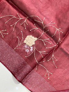 Thread Embroidery Pure Tussar Saree | RGD712