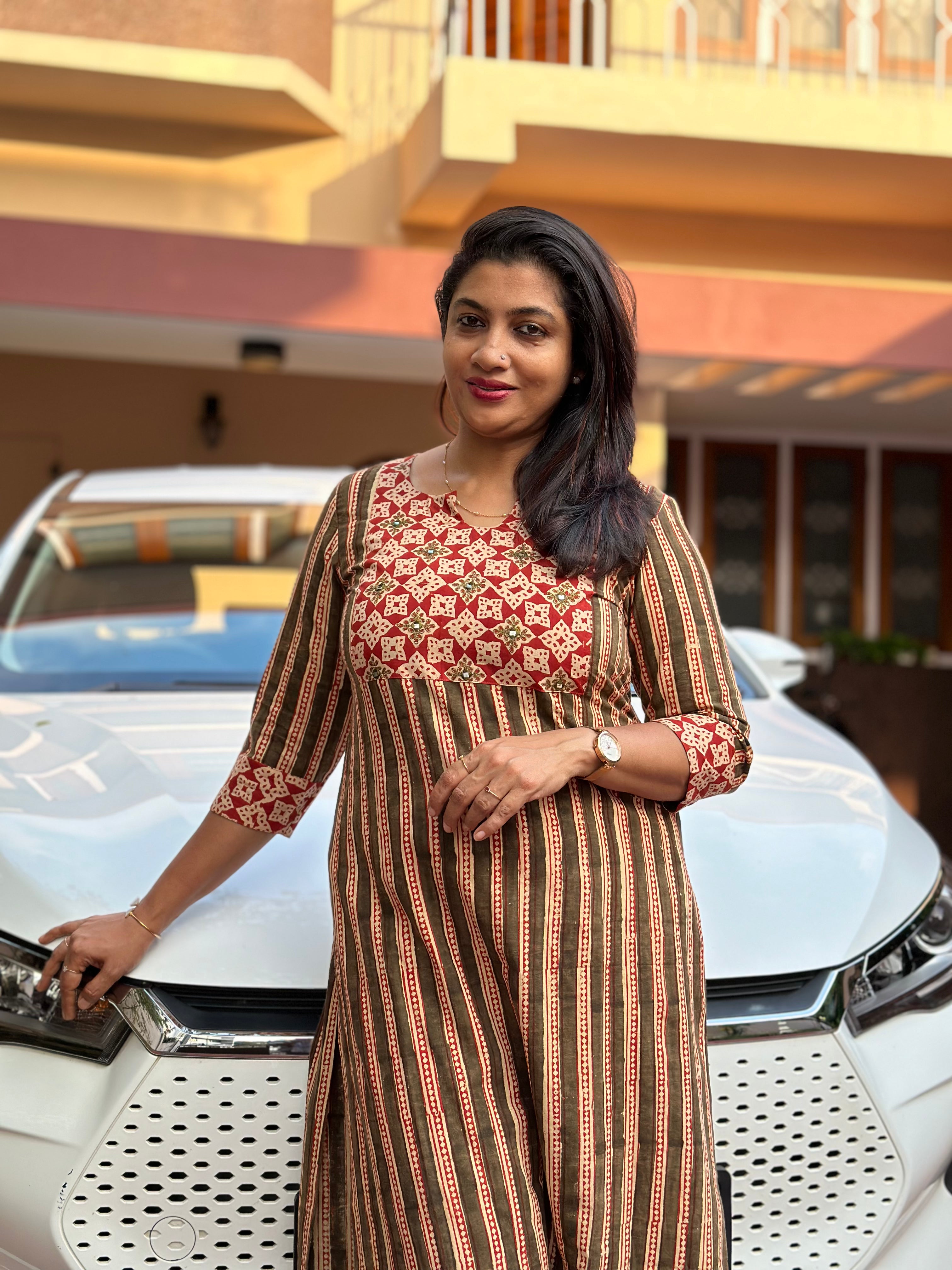 Printed Patchworked Cotton Kurta Material | DN542