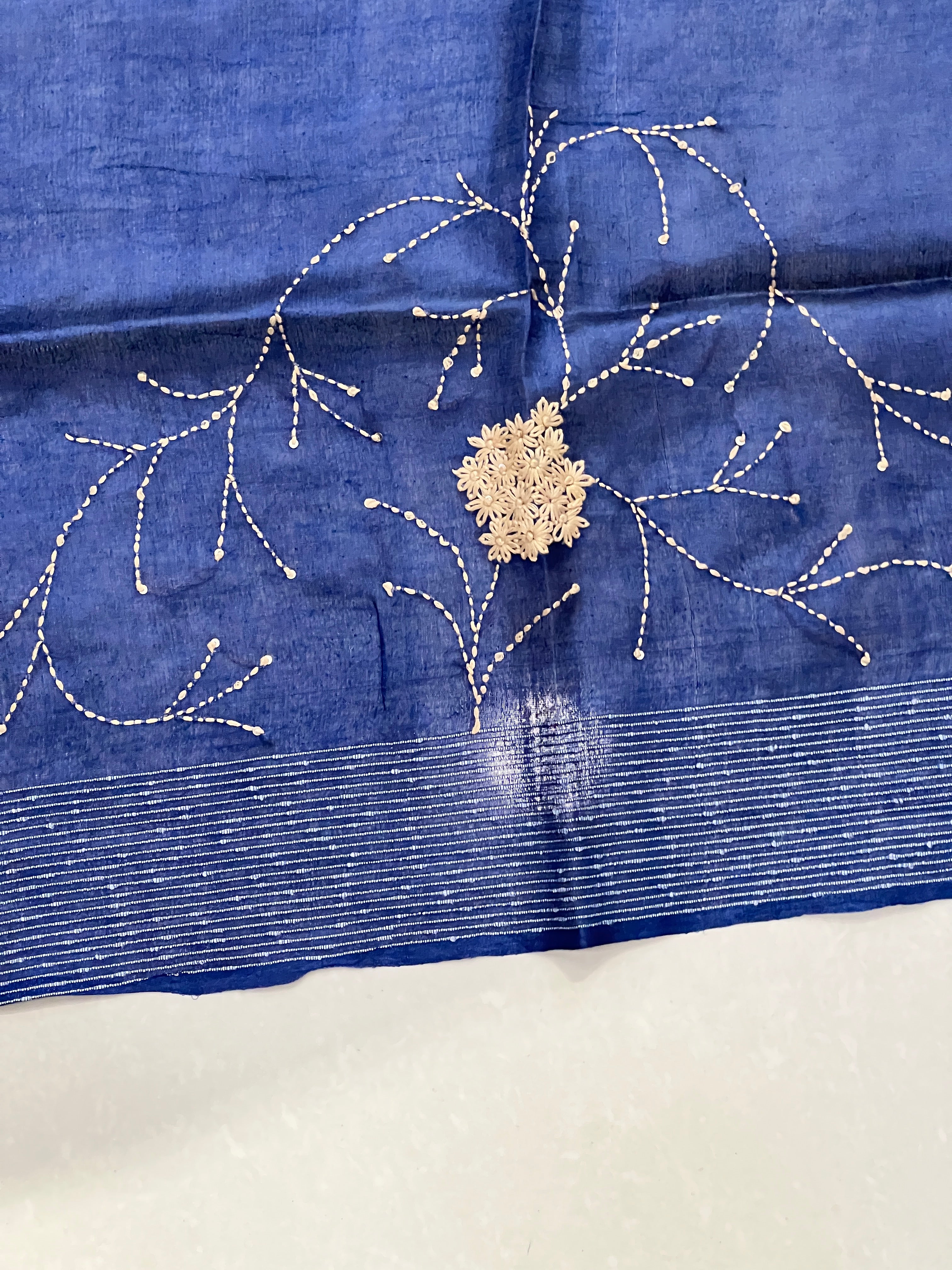 Thread Embroidery Pure Tussar Saree  | RGD711