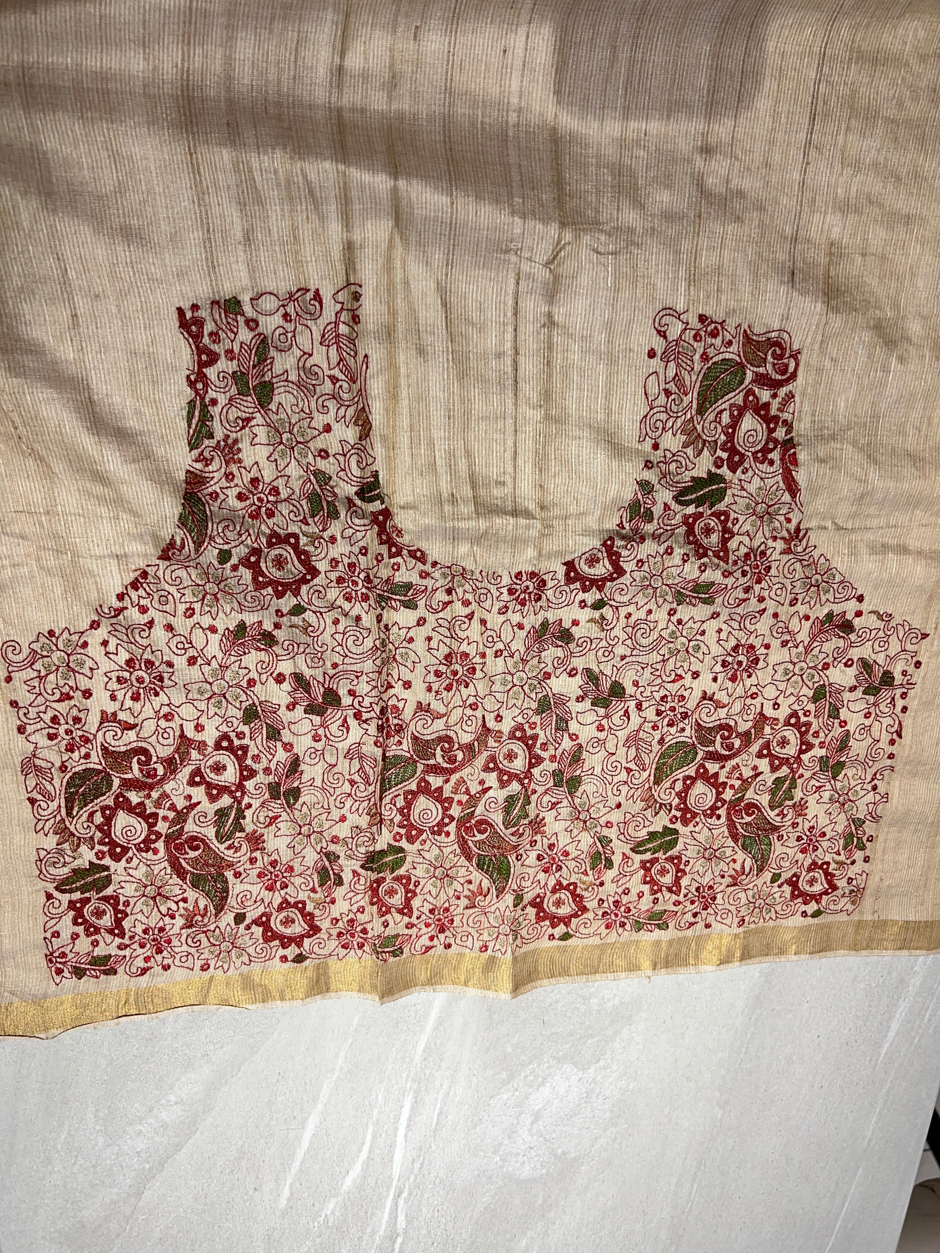 Machine Embroidery Pure Tussar Saree | RGD702