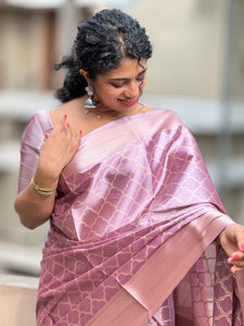 Banarasi Patterned Pink Tissue Saree | NN153