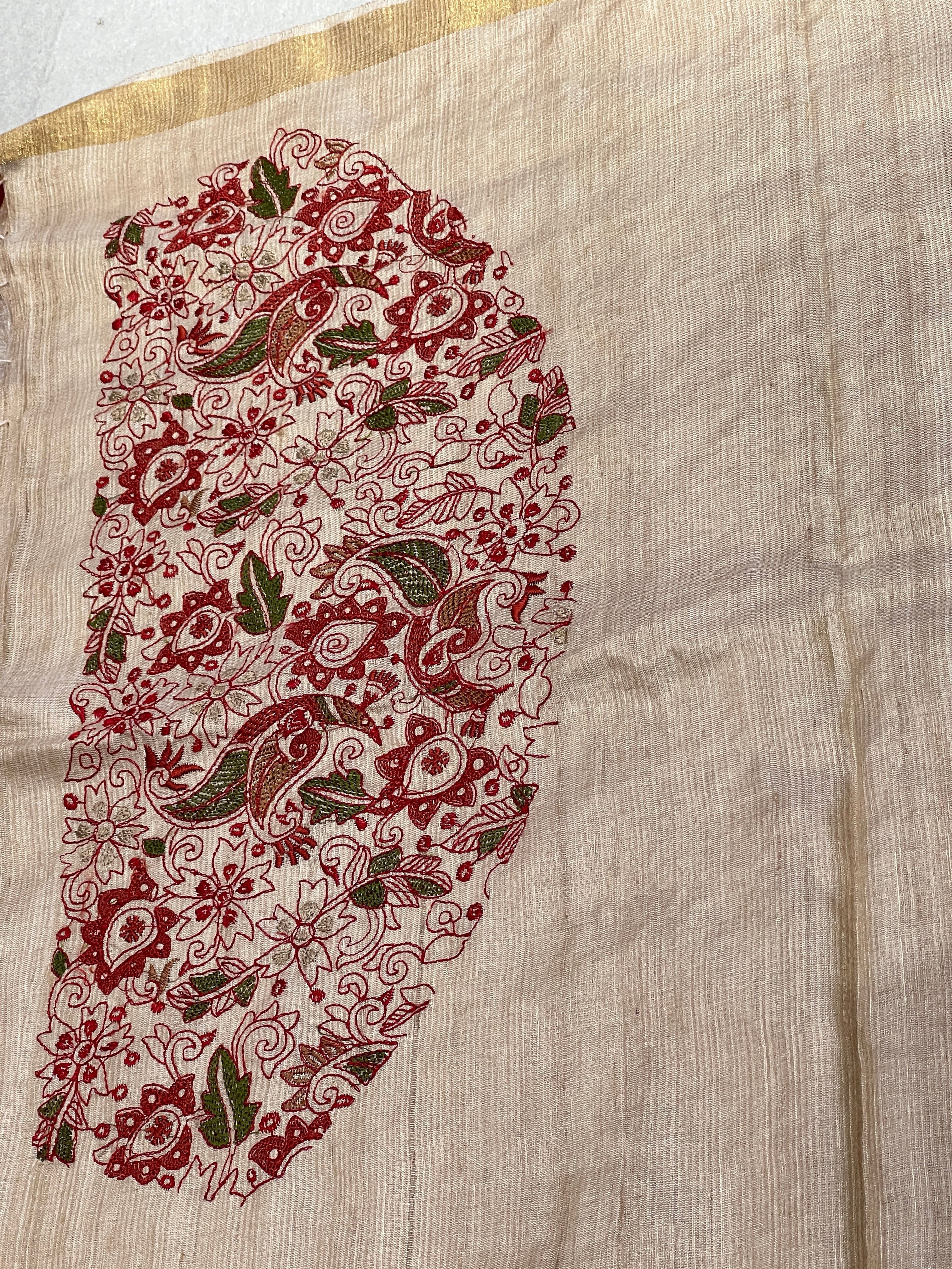 Machine Embroidery Pure Tussar Saree | RGD702