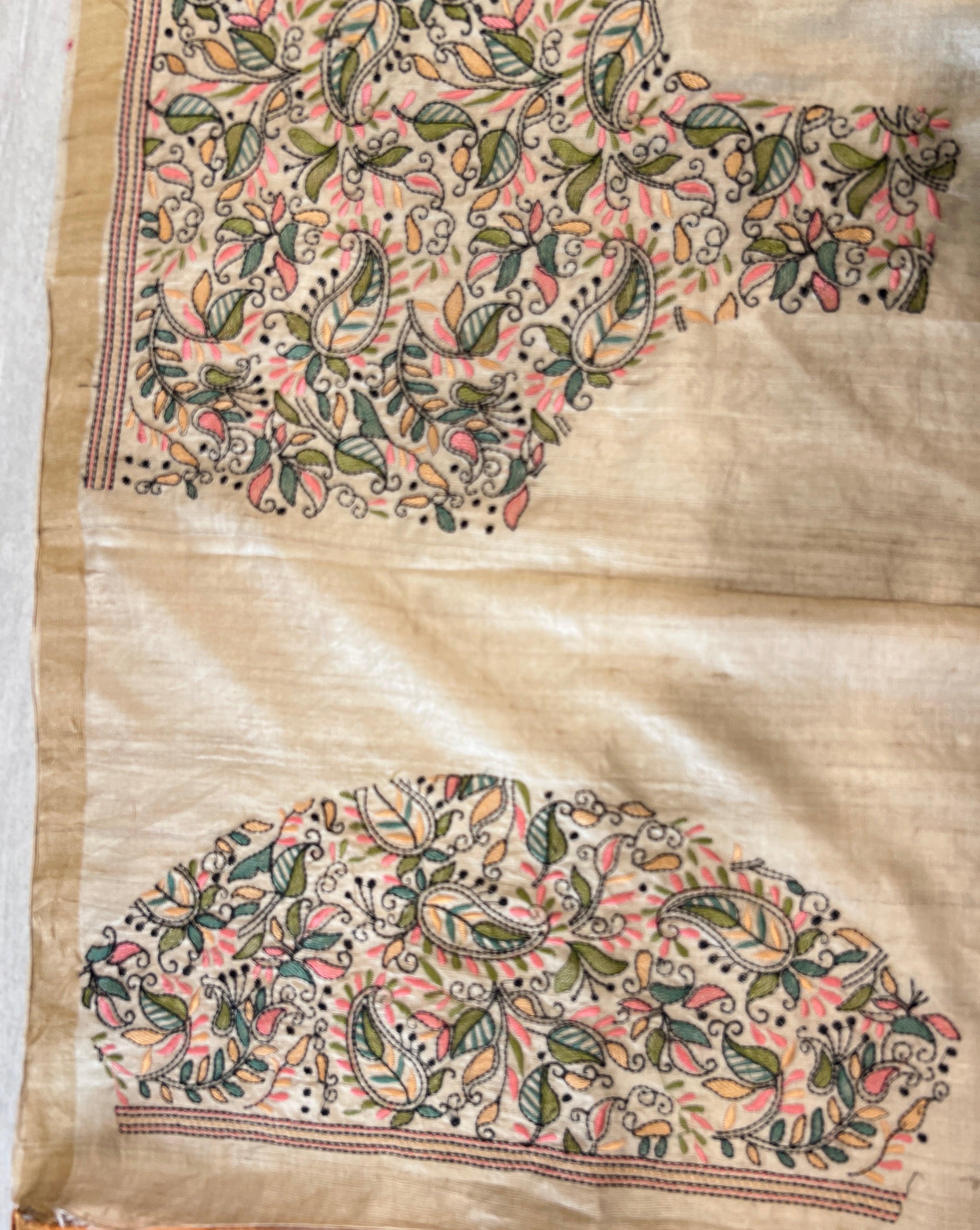 Machine Embroidery Pure Tussar Saree | RGD701