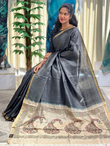 Machine Embroidery Pure Tussar Saree | RGD701