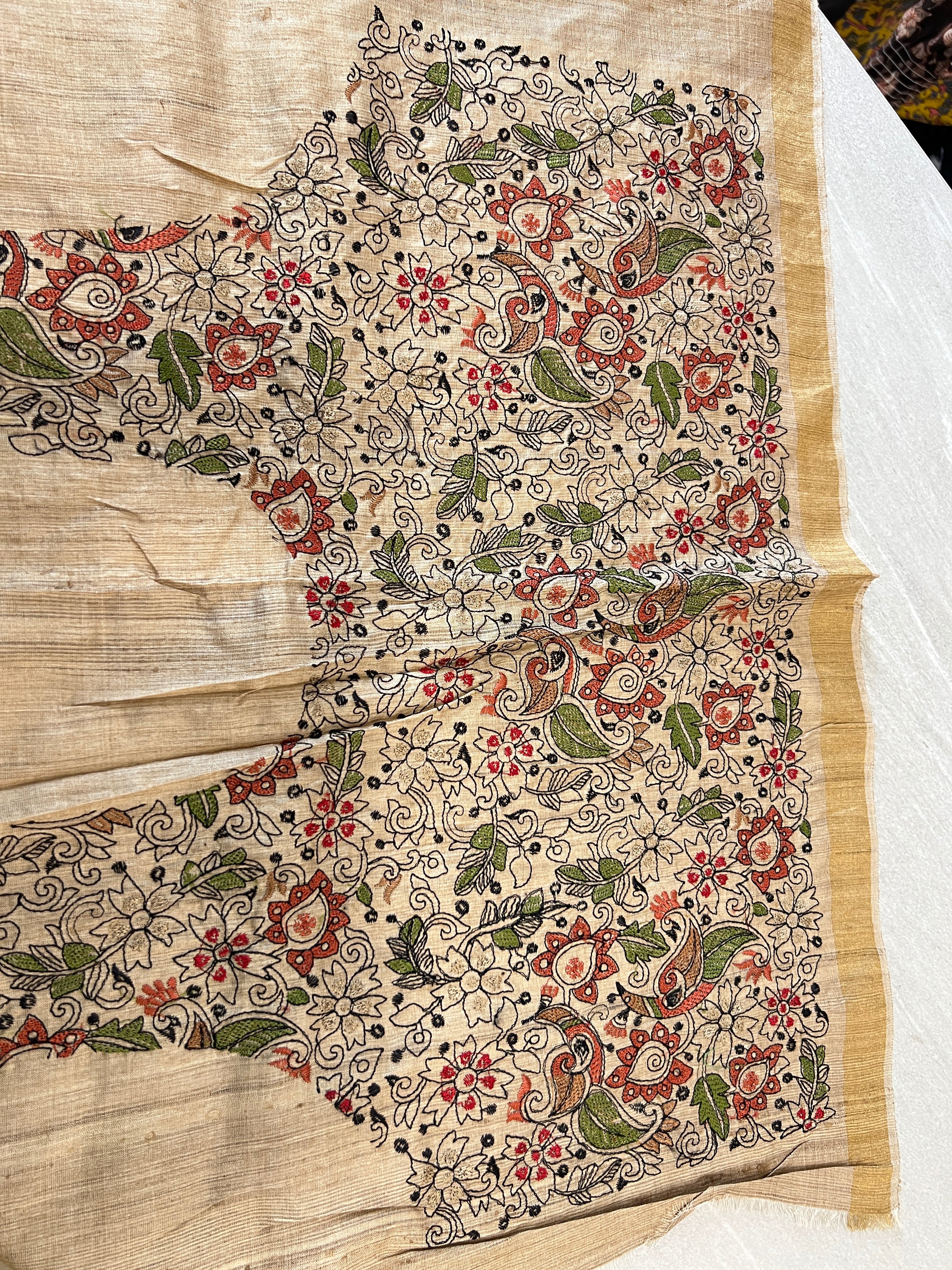 Machine Embroidery Pure Tussar Saree | RGD701