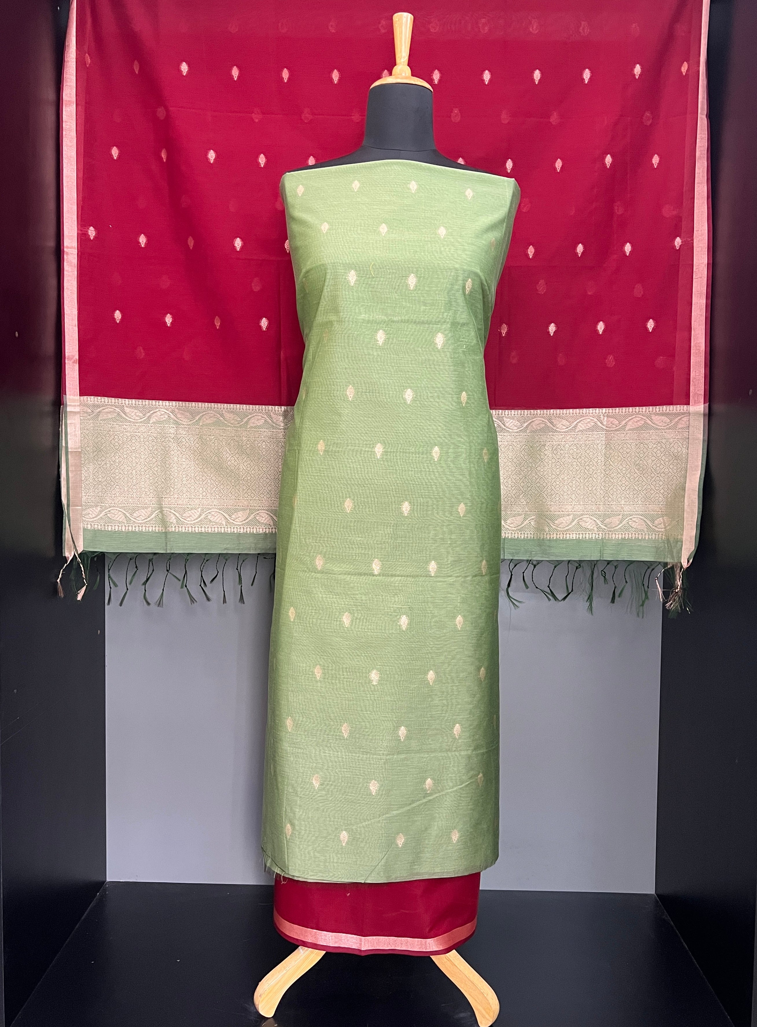 Thread Woven Buta Pattern Cotton Silk Salwar Set | PST170