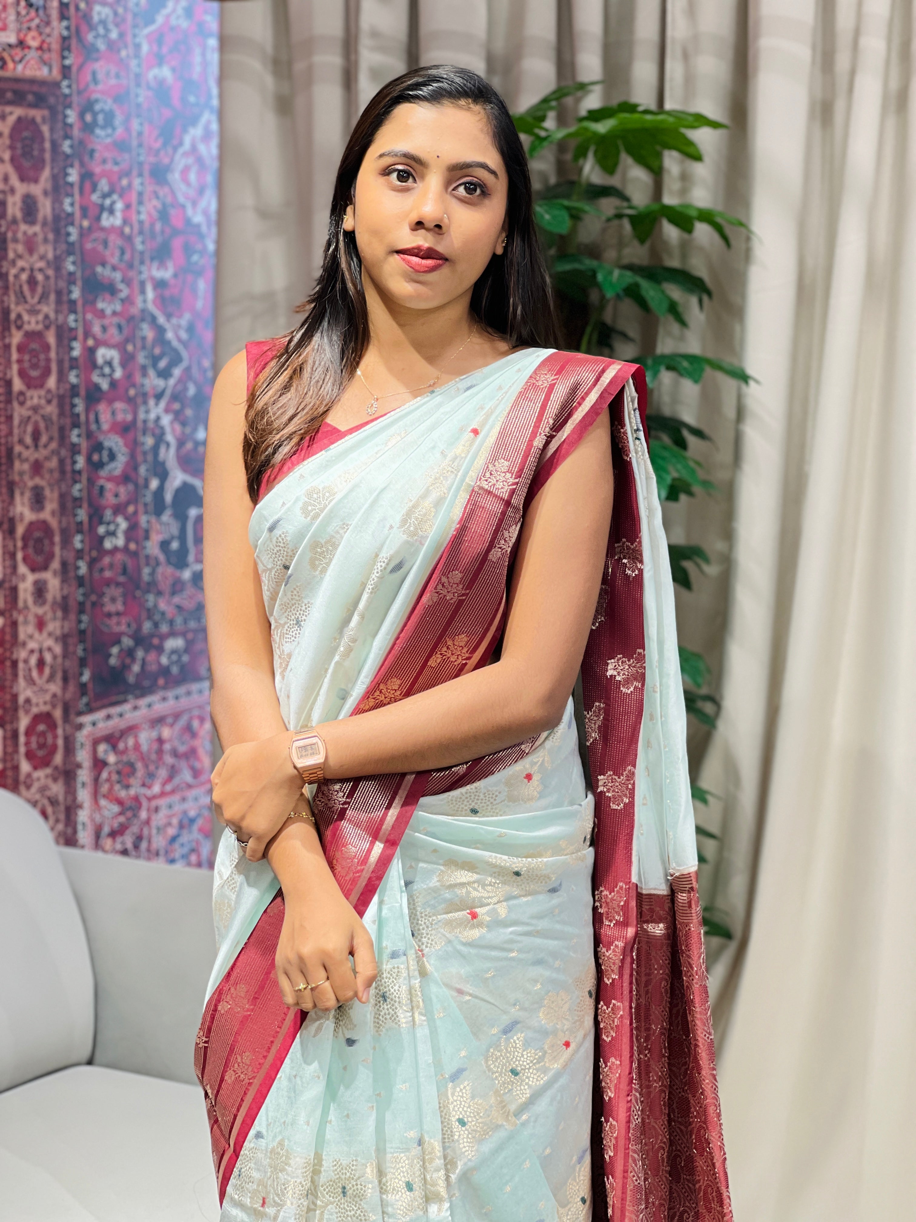 Zari And Thread Woven Banarasi Saree | NN428