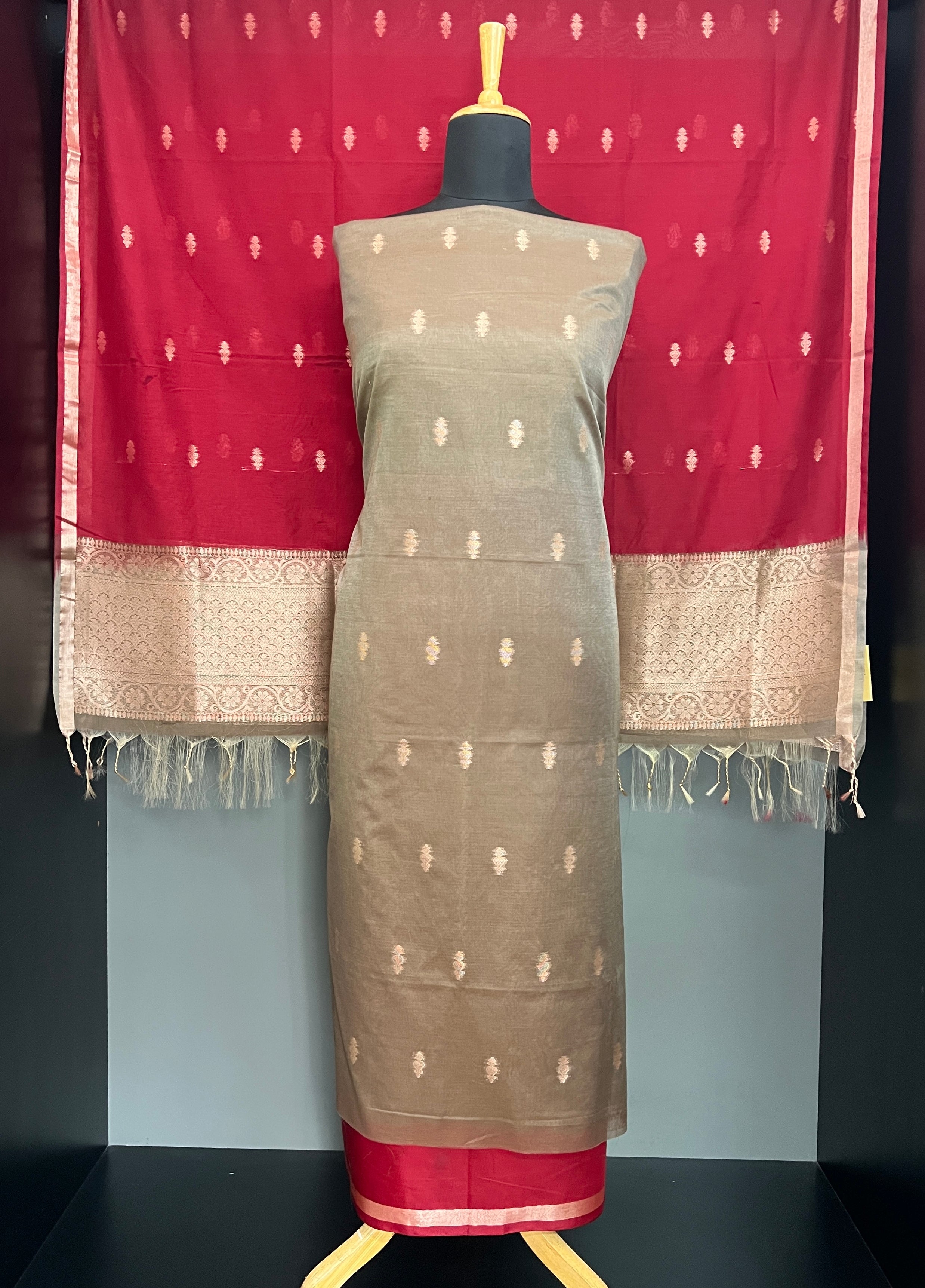Thread Woven Buta Pattern Cotton Silk Salwar Set | PST171