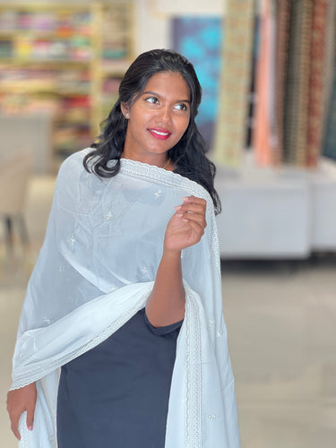 Machine Embroidery Detailed Crushed Tissue Dupatta | SNT105