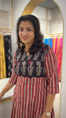 Hand Block Printed Cotton Unstitched Kurta Material | DN594