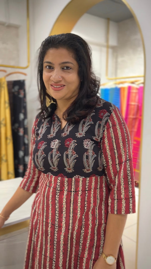 Hand Block Printed Cotton Unstitched Kurta Material | DN594