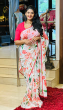 Floral Digital Printed Chanderi Finish Saree | HT218