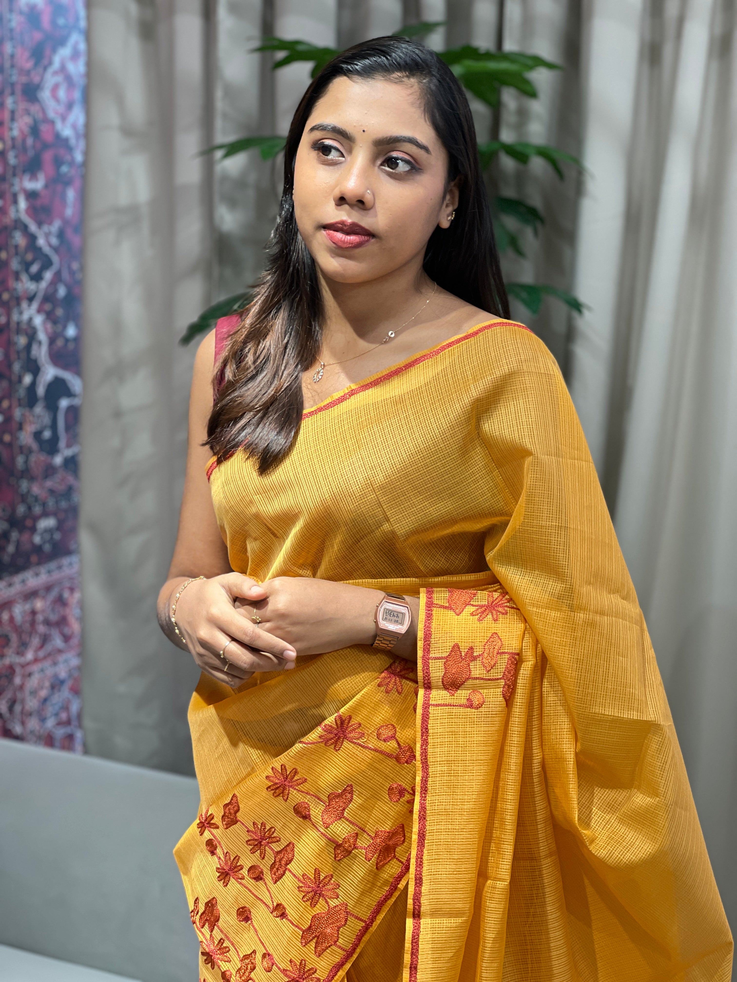 Floral Embroidery Detailed Kota Saree | JSC496