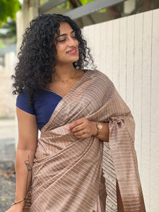 Stripe Weaving Pattern Tussar Finish Saree | DLS204