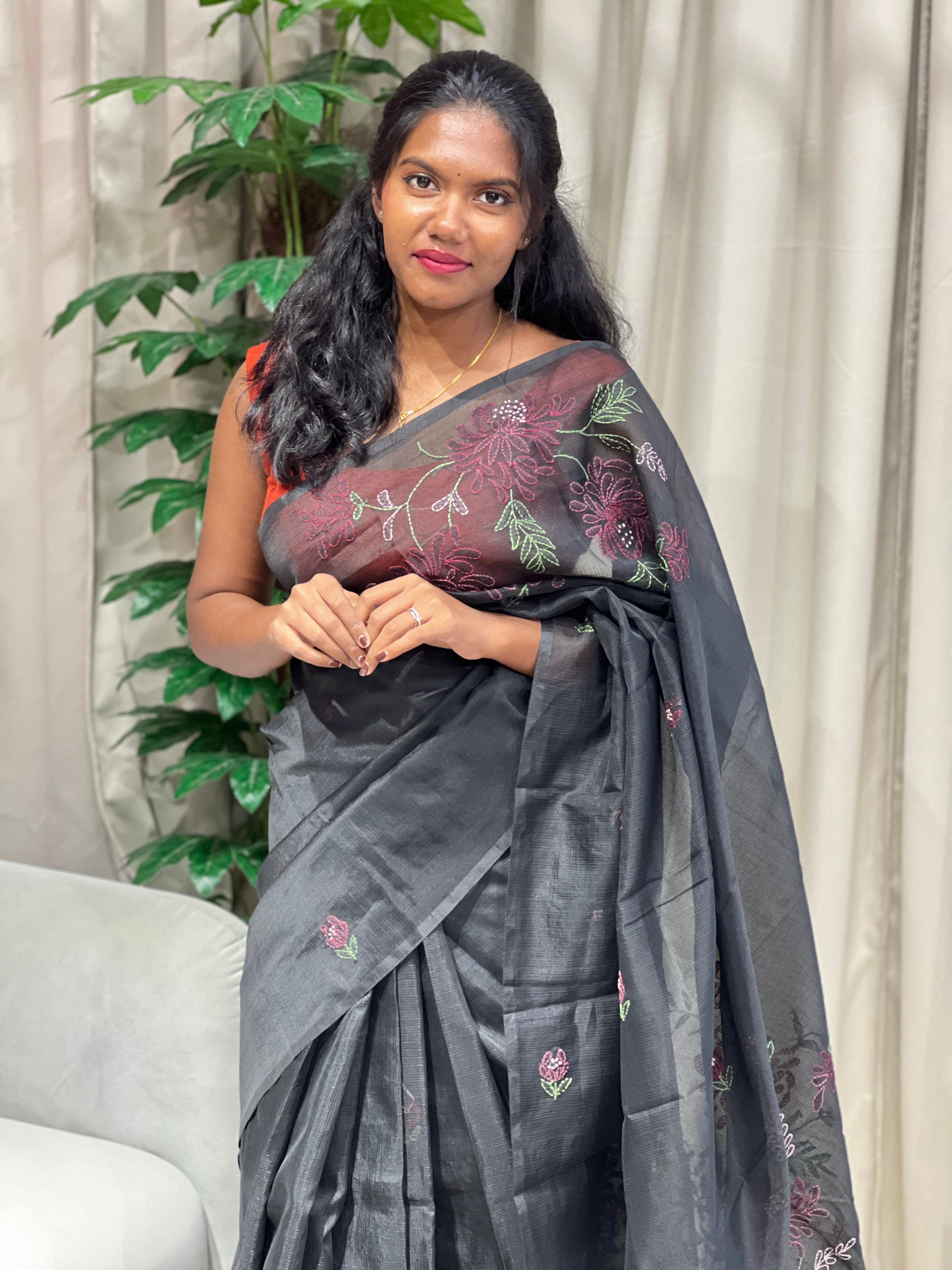 Chikankari Embroidery Detailed Kota Saree | JSC499