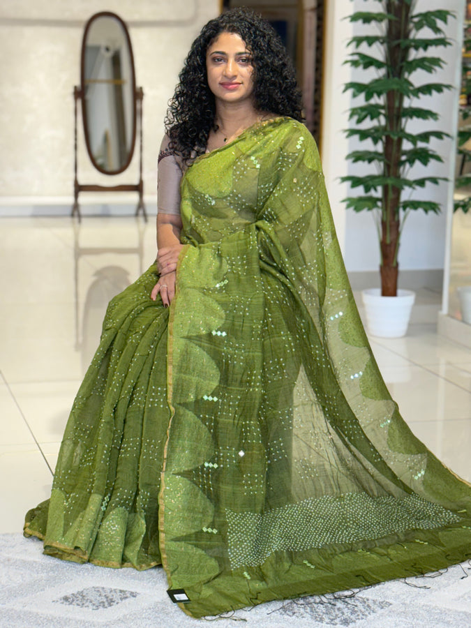 Sequence Weaving With Mirror Work Tussar Saree | RGD585