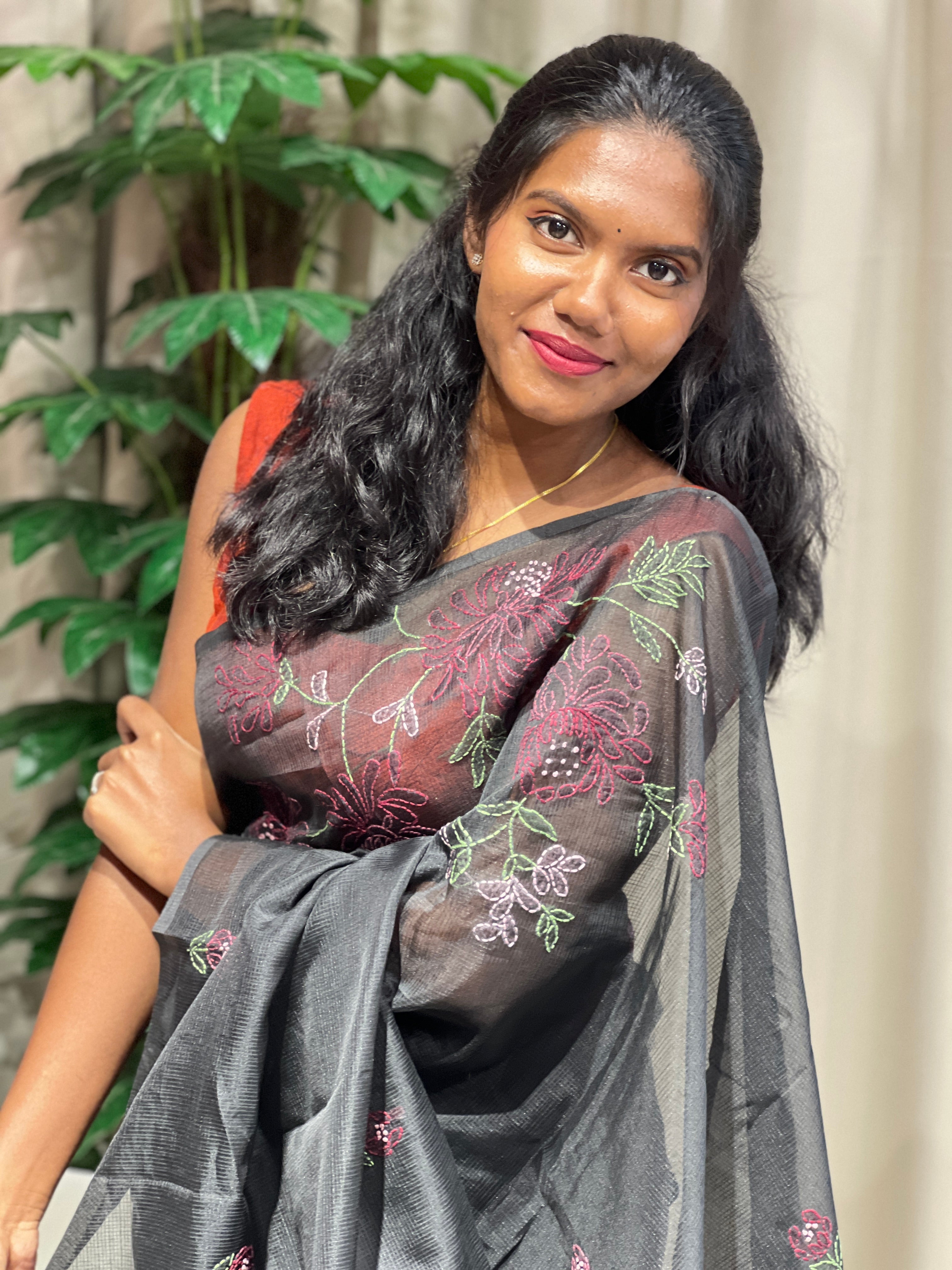 Chikankari Embroidery Detailed Kota Saree | JSC499