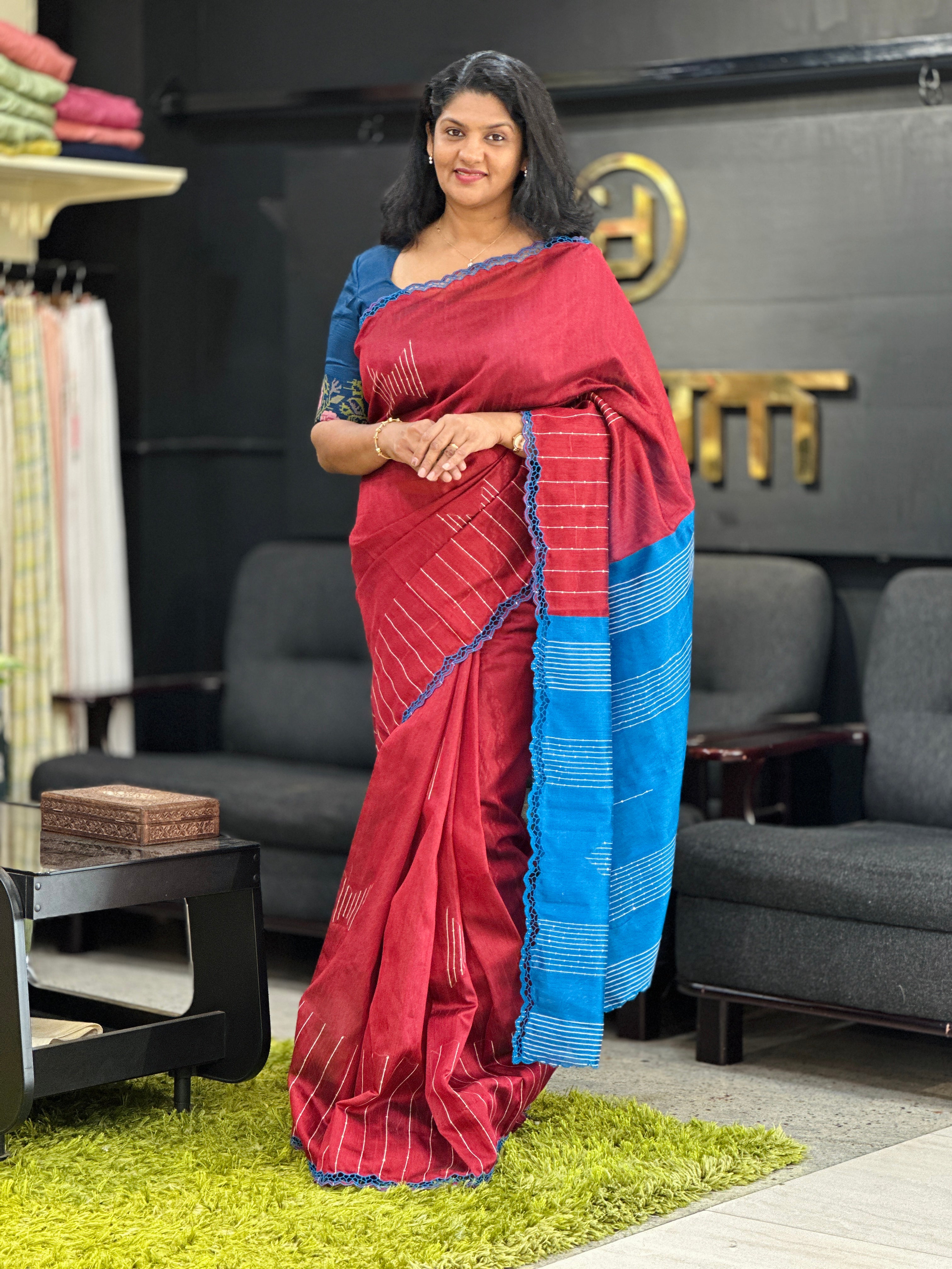 Kesiya Weaving Pattern Bhagalpuri Linen Saree | TC425