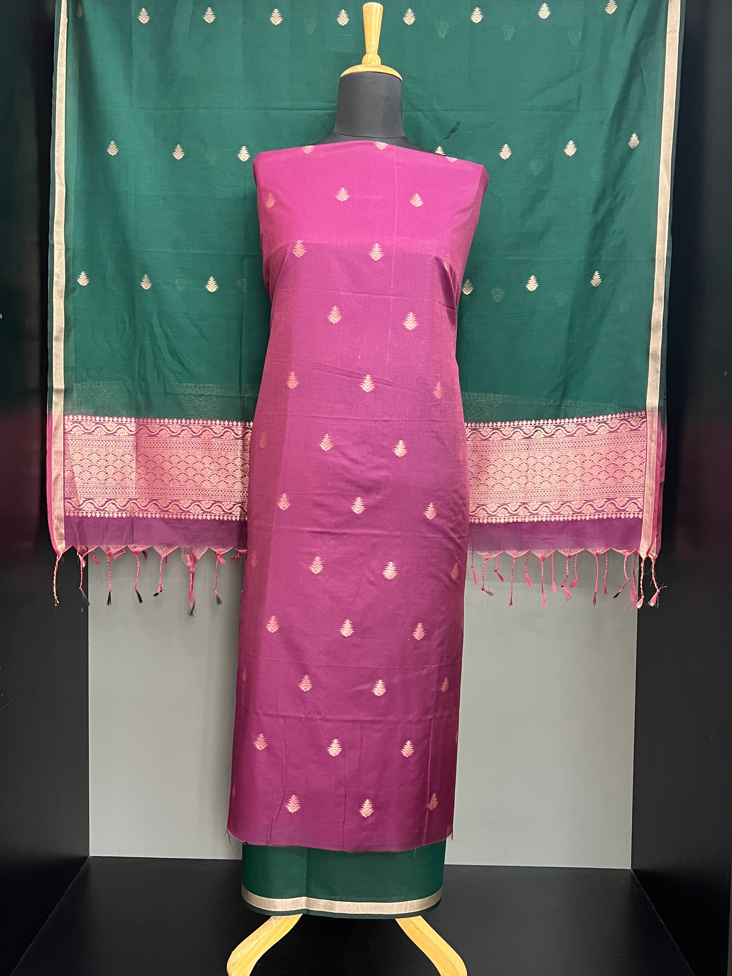 Thread Woven Buta Pattern Cotton Silk Salwar Set | PST160