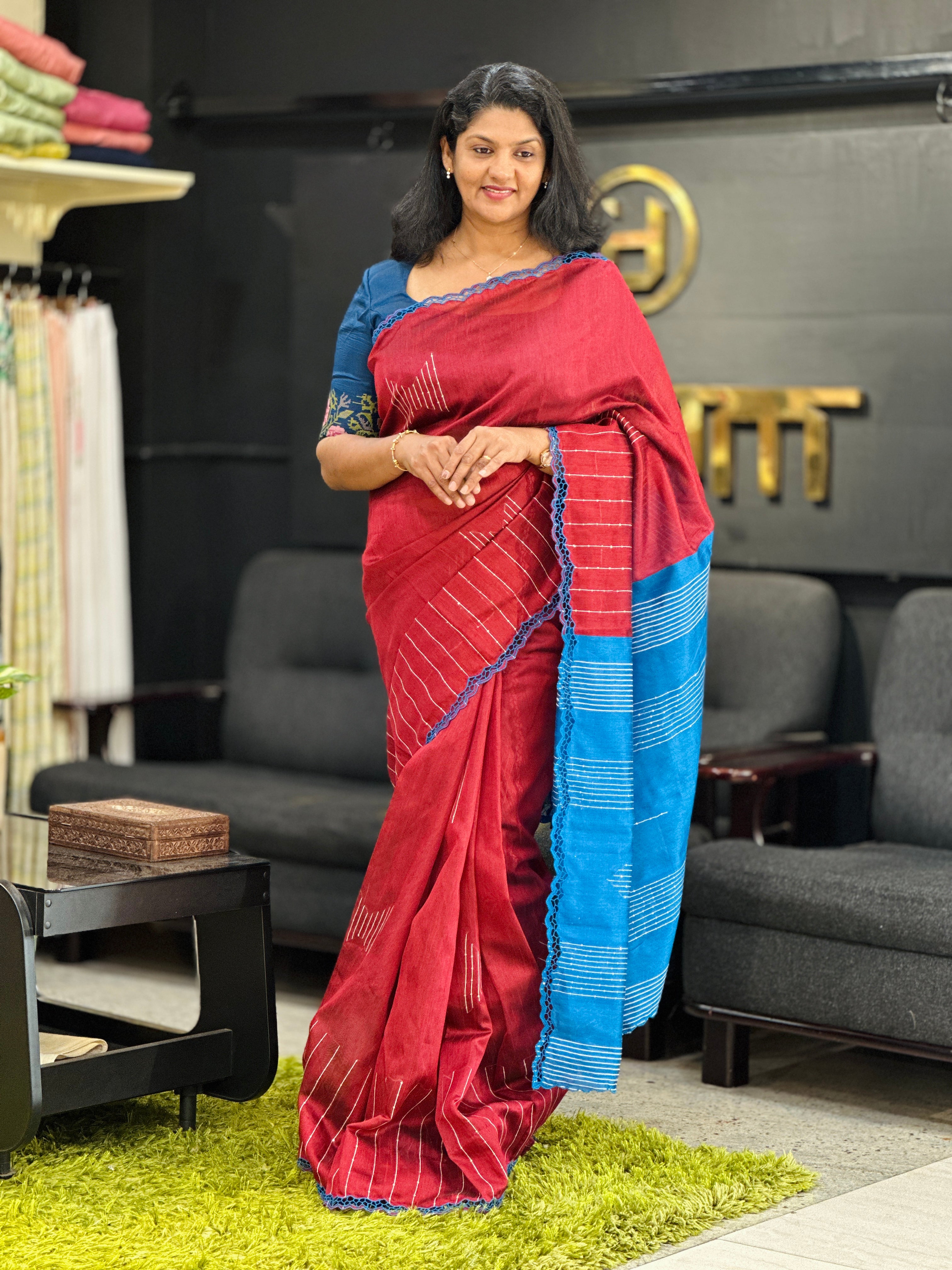 Kesiya Weaving Pattern Bhagalpuri Linen Saree | TC425