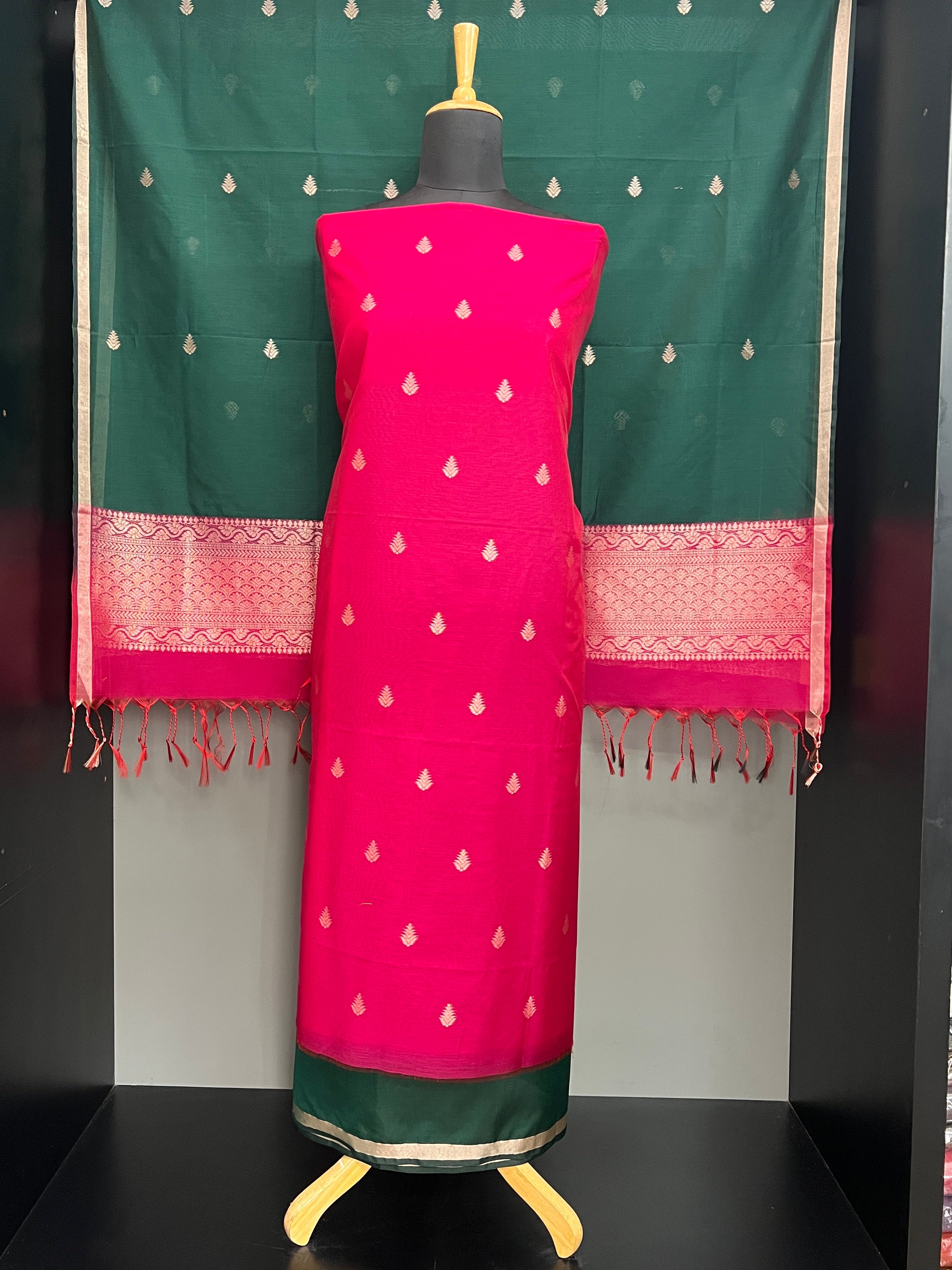 Thread Woven Buta Pattern Cotton Silk Salwar Set | PST161