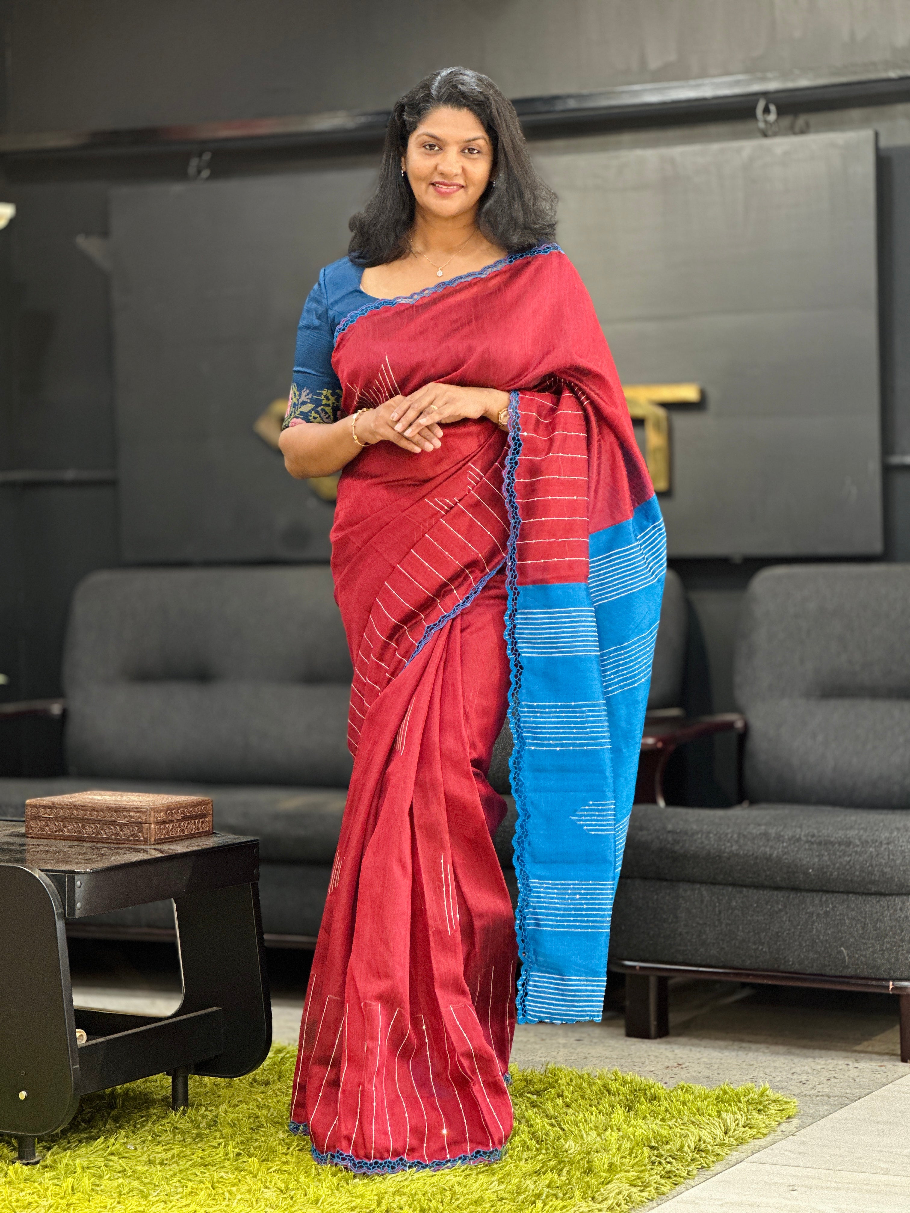 Kesiya Weaving Pattern Bhagalpuri Linen Saree | TC425