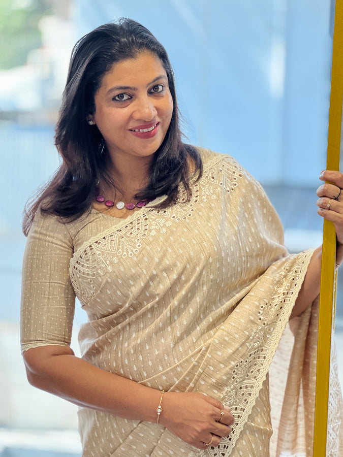 Printed Pattern Semi Tussar Saree | SVF179