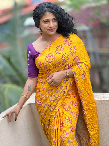 Bandhani Printed Modal Silk Saree | SAC120