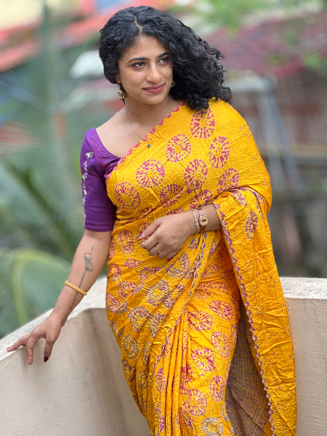 Bandhani Printed Modal Silk Saree | SAC120