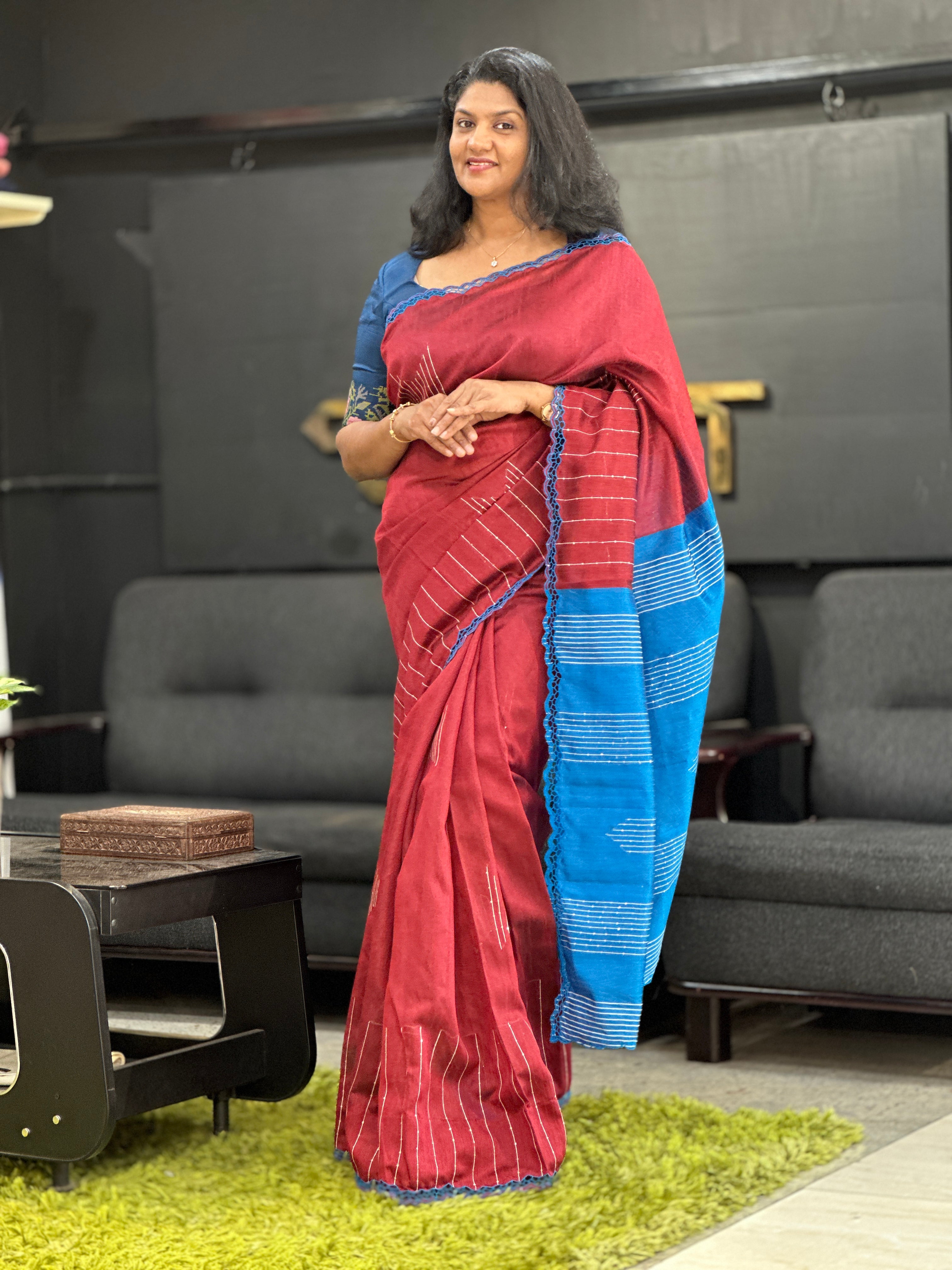 Kesiya Weaving Pattern Bhagalpuri Linen Saree | TC425