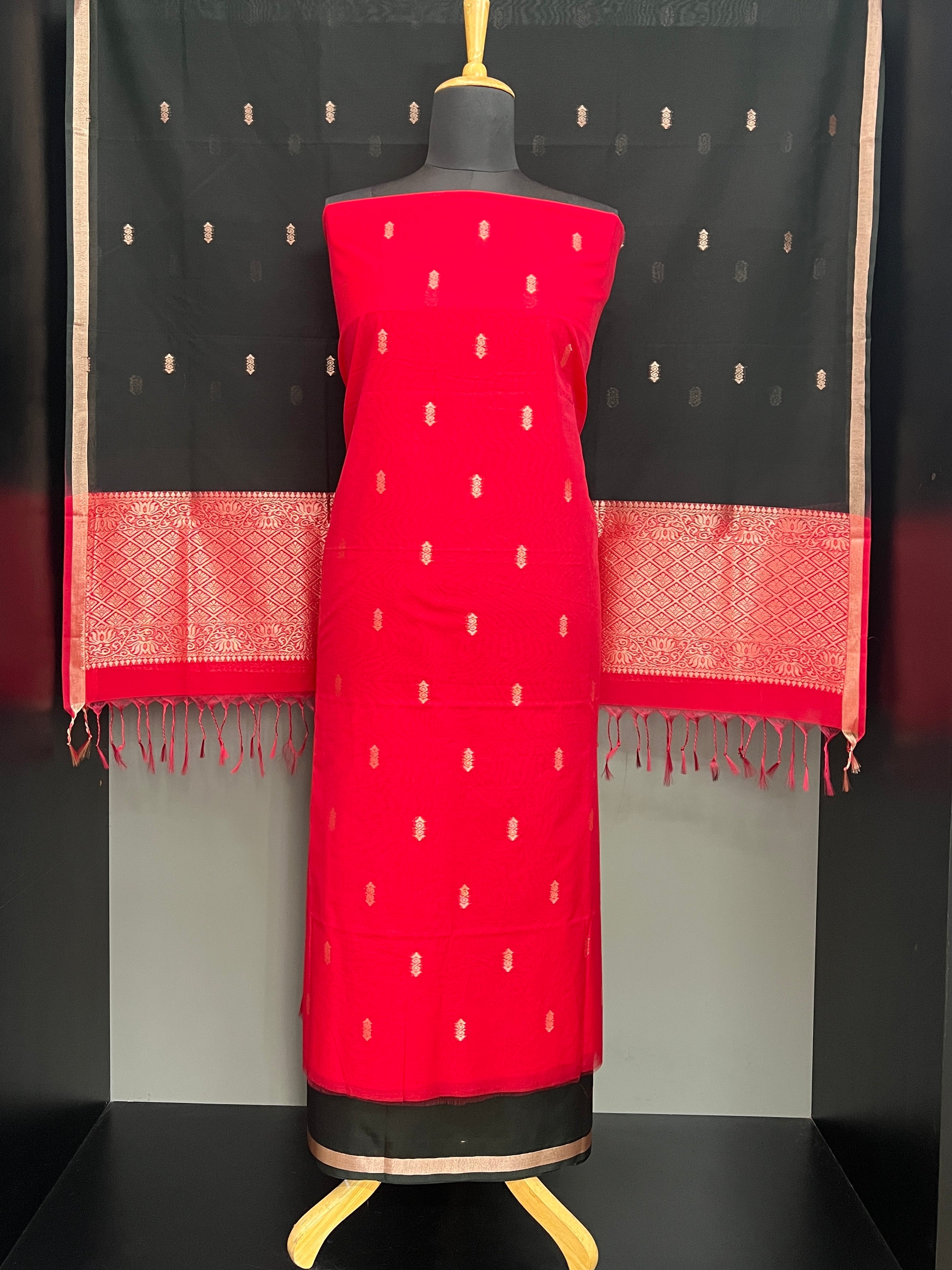 Thread Woven Buta Pattern Cotton Silk Salwar Set | PST163