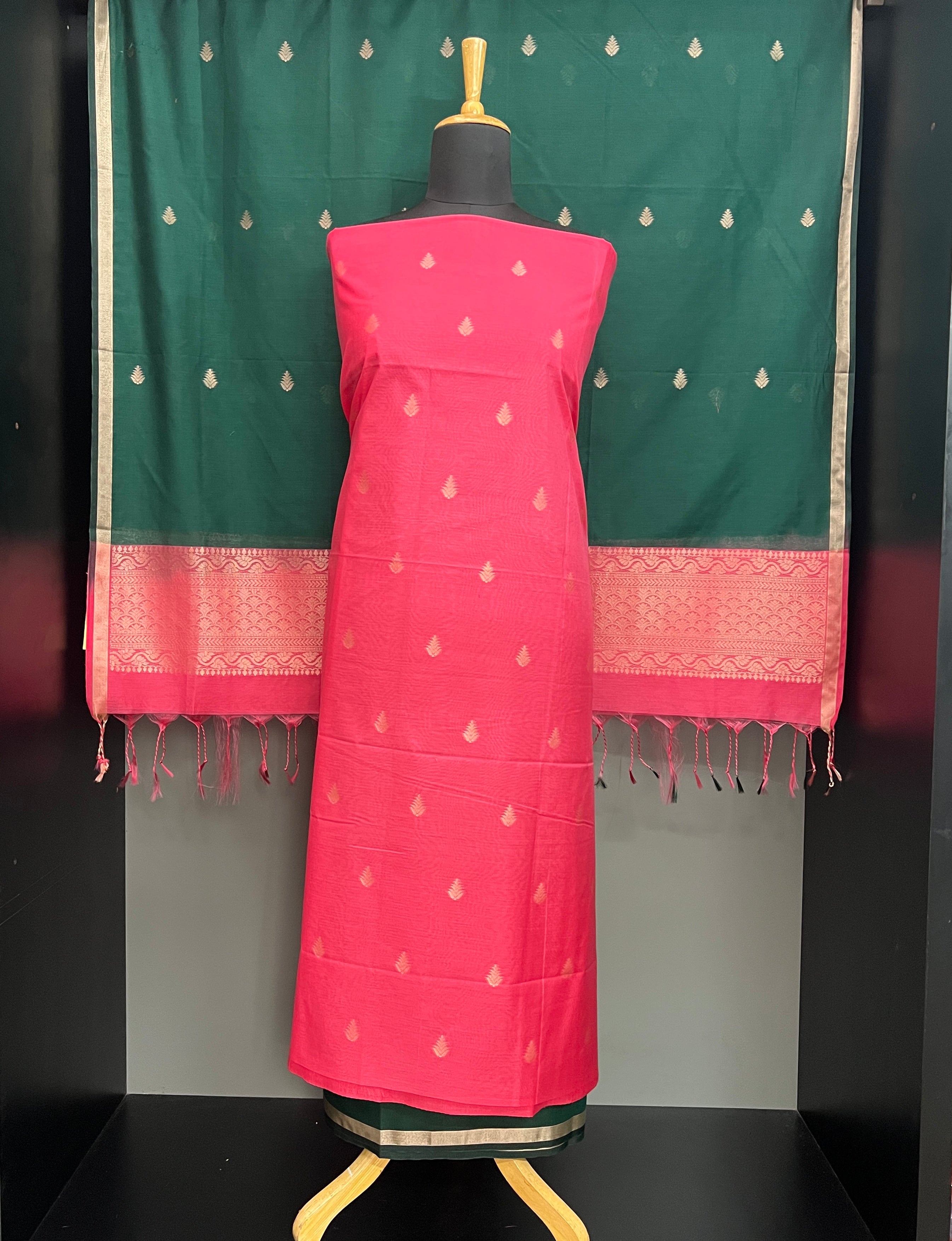 Thread Woven Buta Pattern Cotton Silk Salwar Set | PST166