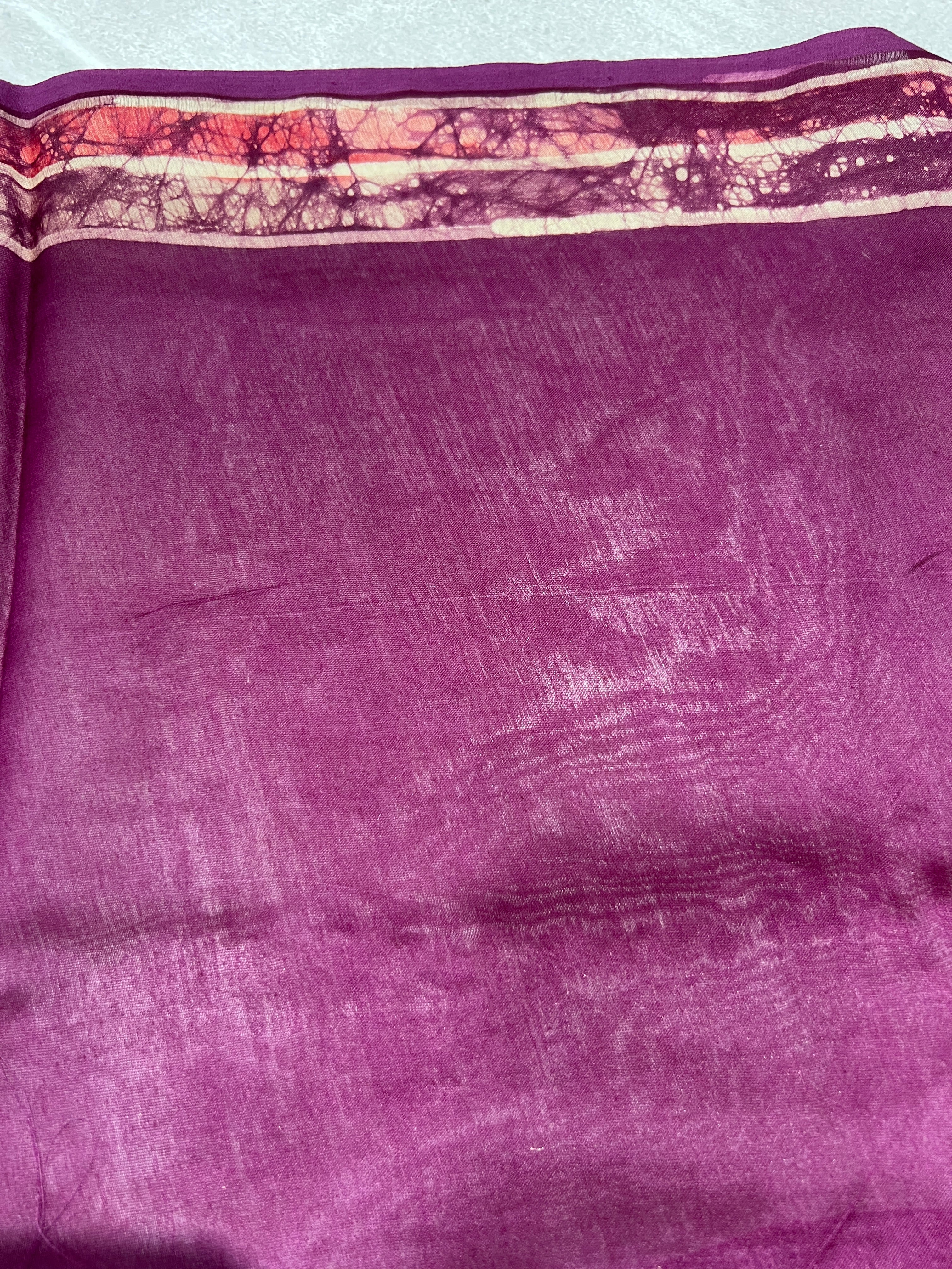 Batik Floral Printed Chanderi Silk Saree | RGD647