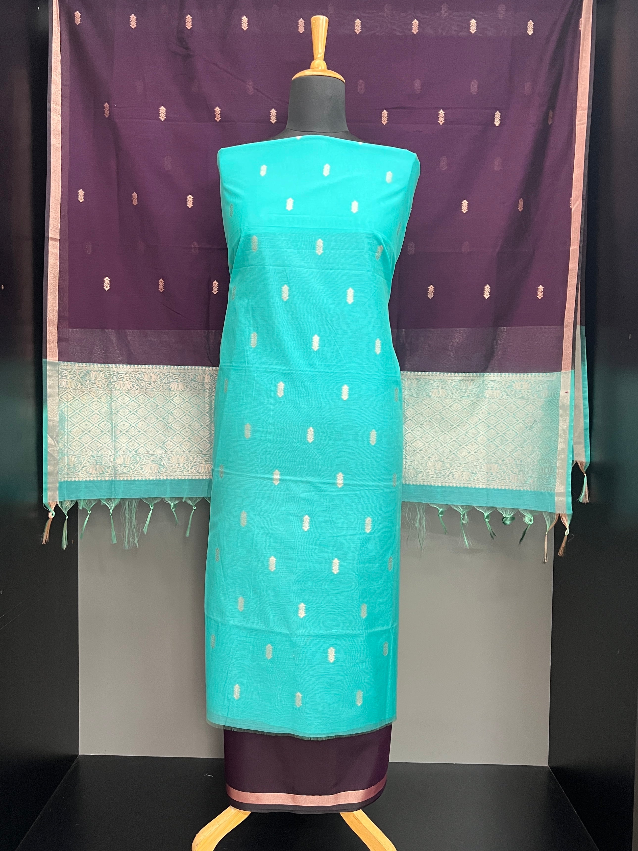 Thread Woven Buta Pattern Cotton Silk Salwar Set | PST168